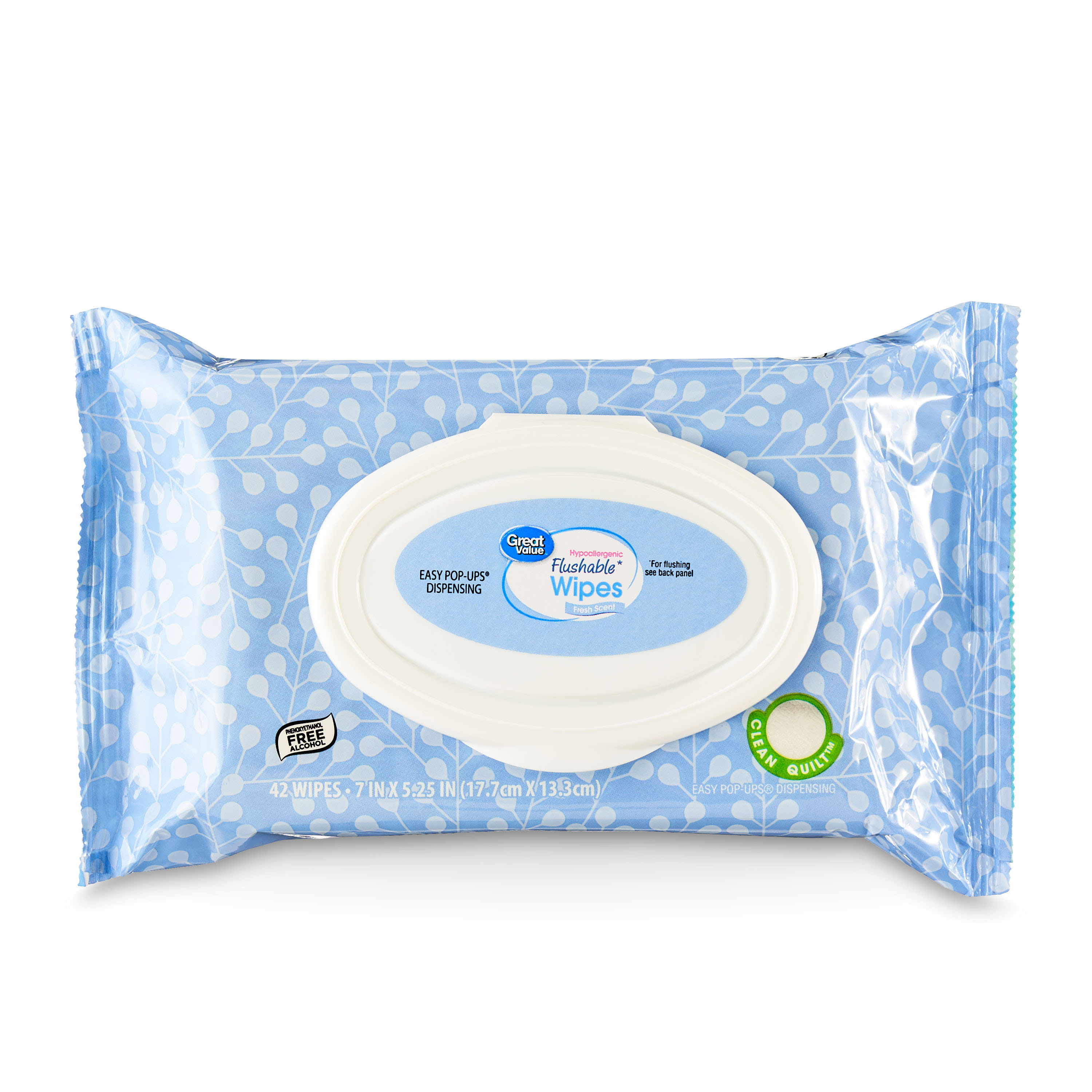 Great Value Fresh Scent Flushable Wipes, 1 FlipTop Pack, 42 Total