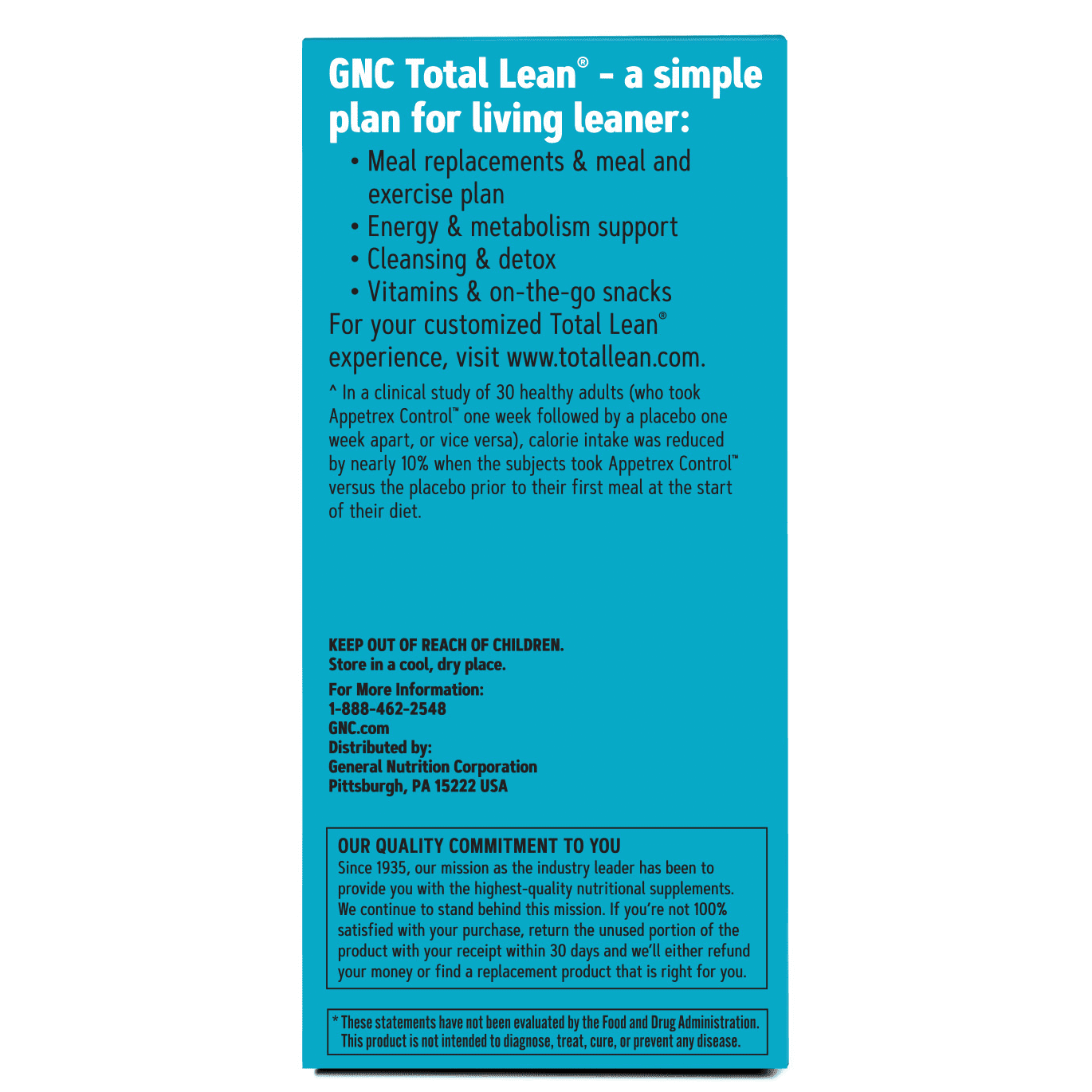 GNC Total Lean Appetrex Control Dietary Supplement, 60 Tablets
