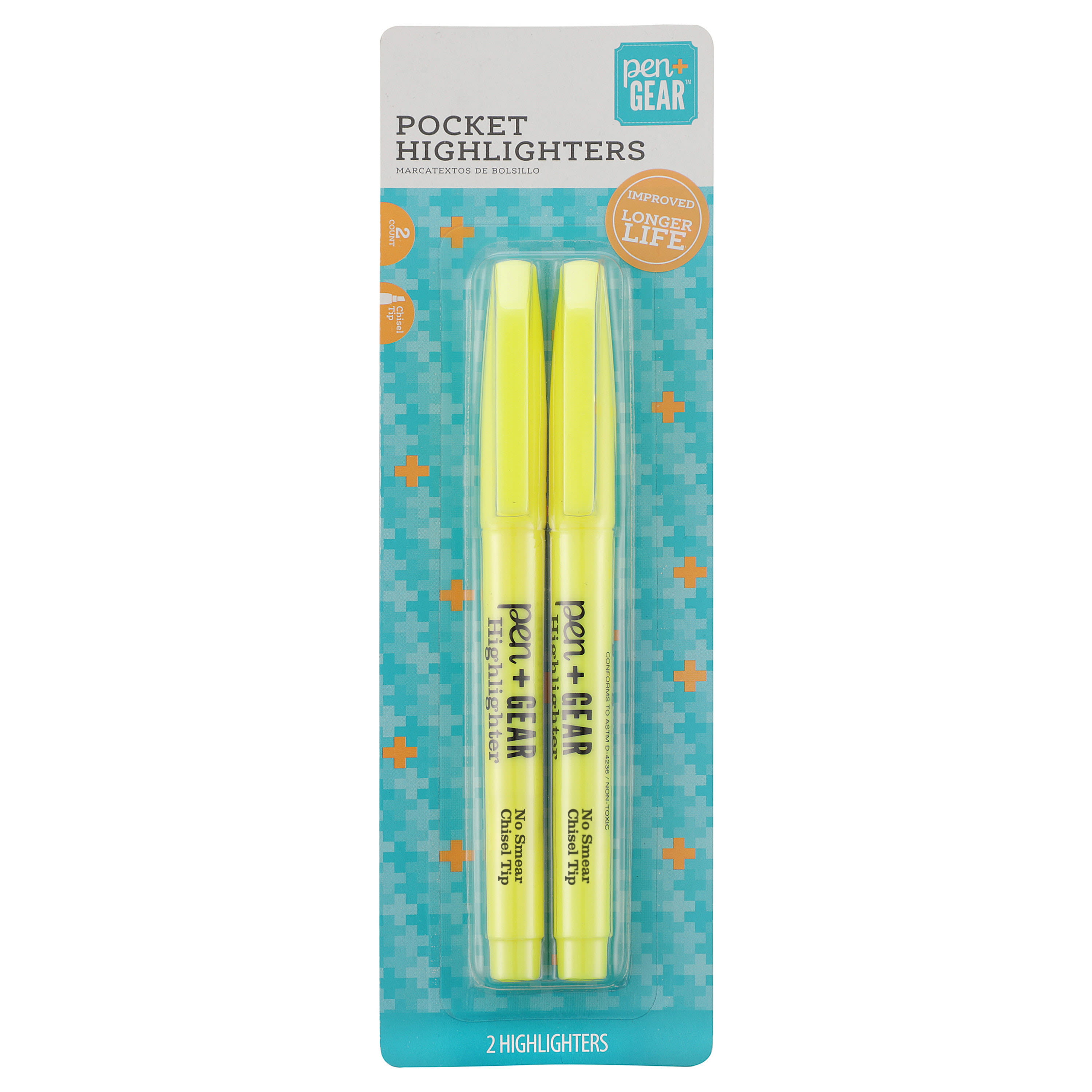 Sharpie Pocket Highlighters, Chisel Tip, Fluorescent Yellow, 4 Count 