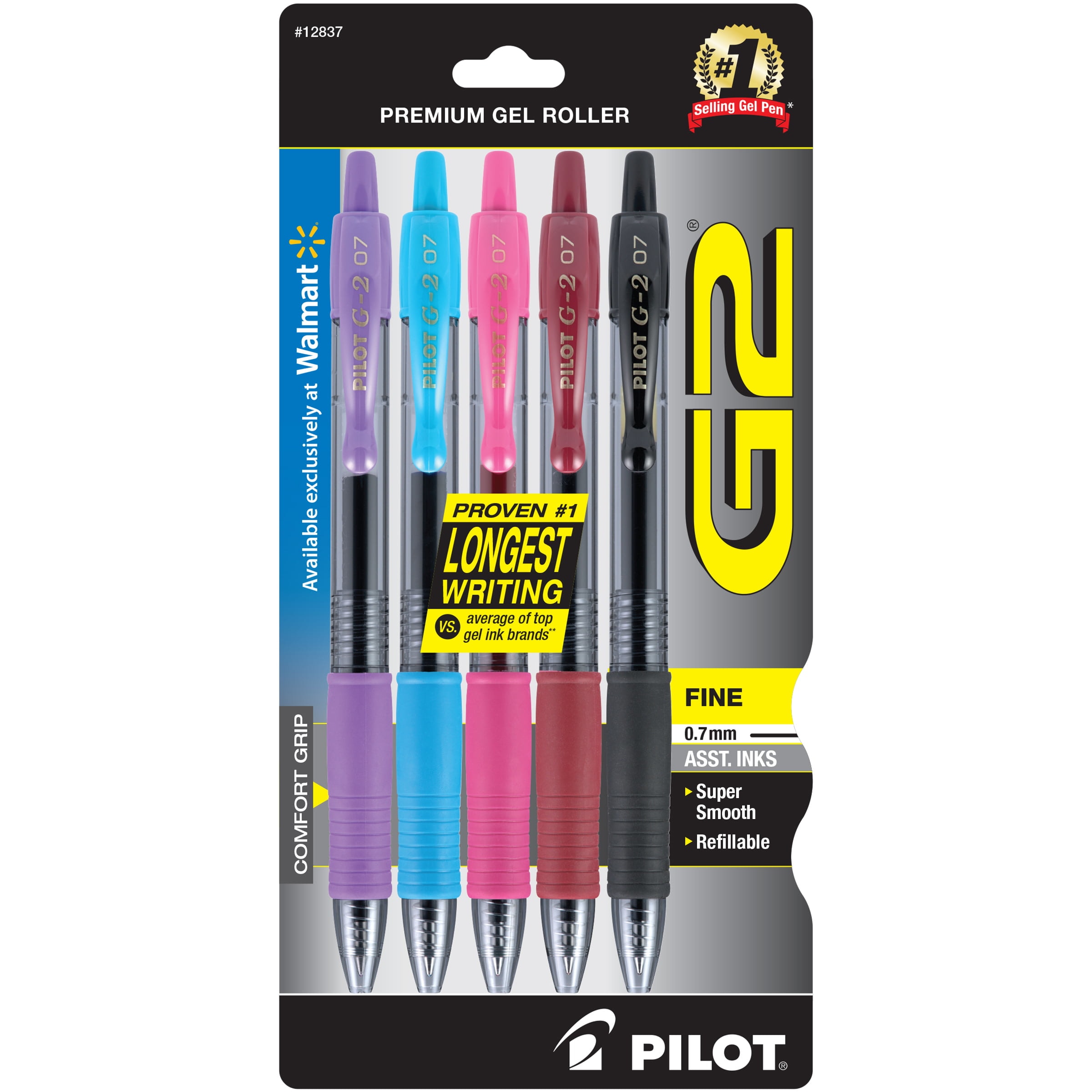 Pilot G2 Retractable Gel Ink Pen, 0.7mm, Assorted Ink - 20 pack