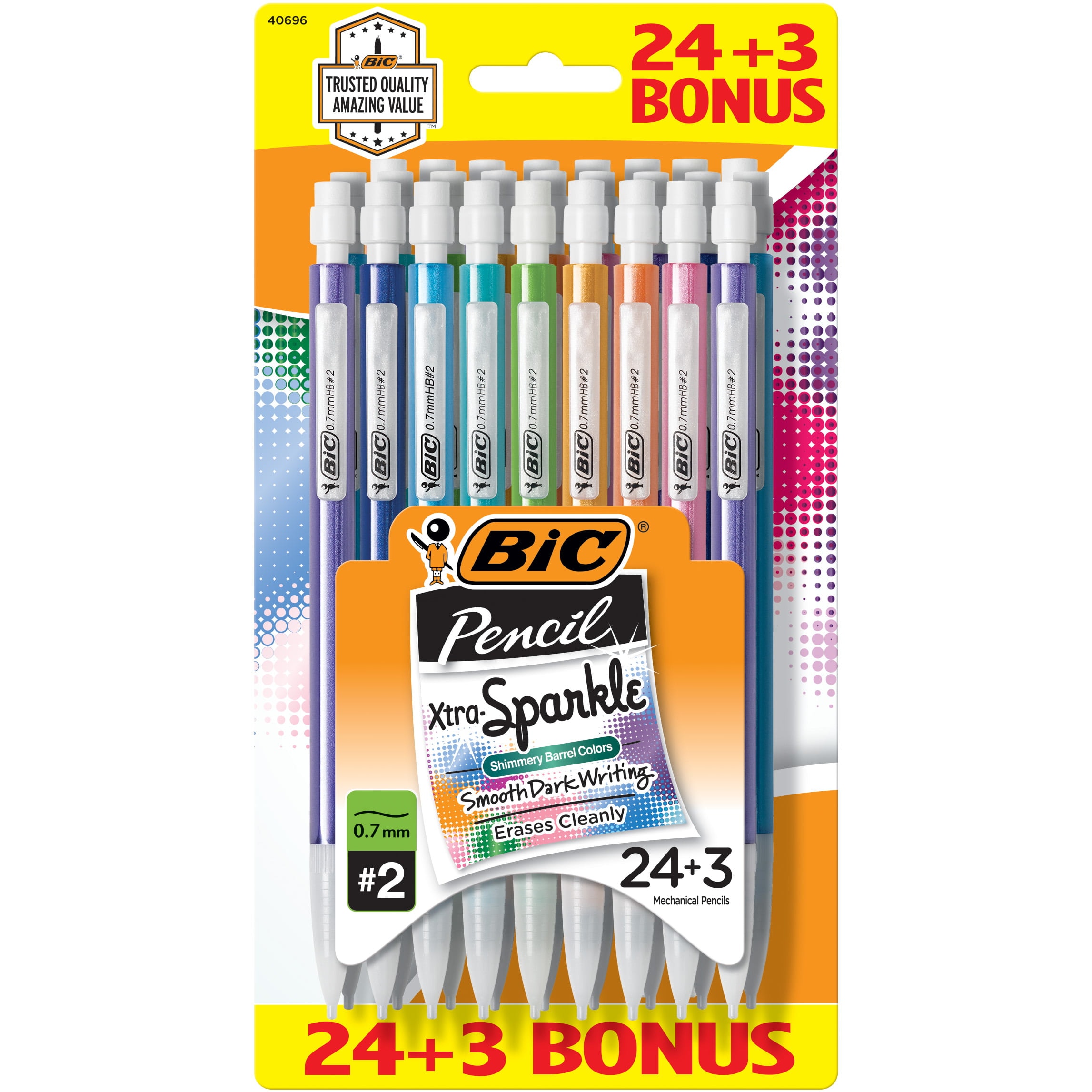 BIC Xtra-Sparkle No. 2 Mechanical Pencils With Erasers, Medium Point (0.7mm),  24 + 3 Bonus Pencils - DroneUp Delivery