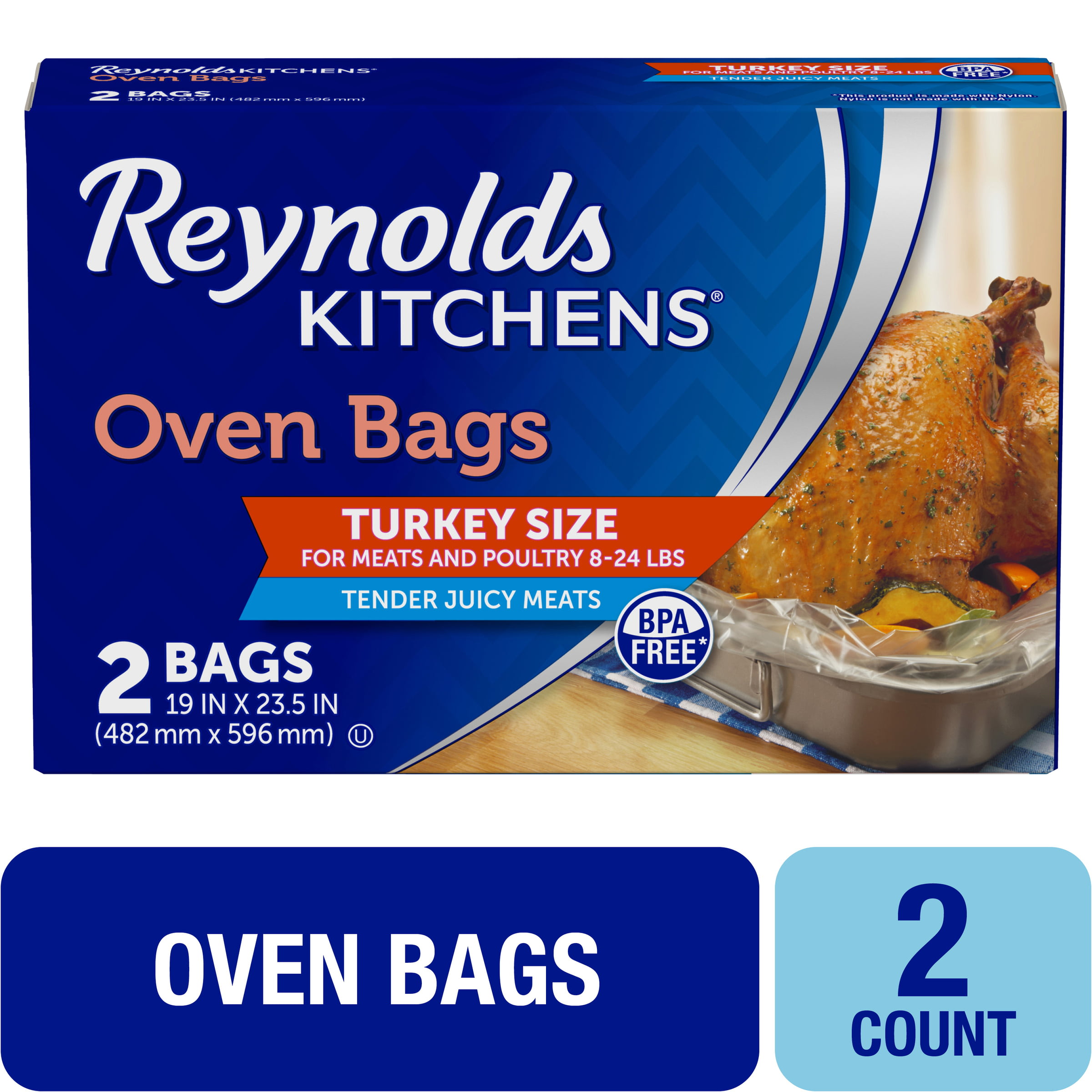 Reynolds Kitchens Turkey Oven Bags 19 x 235 inches 2 Count  DroneUp  Delivery
