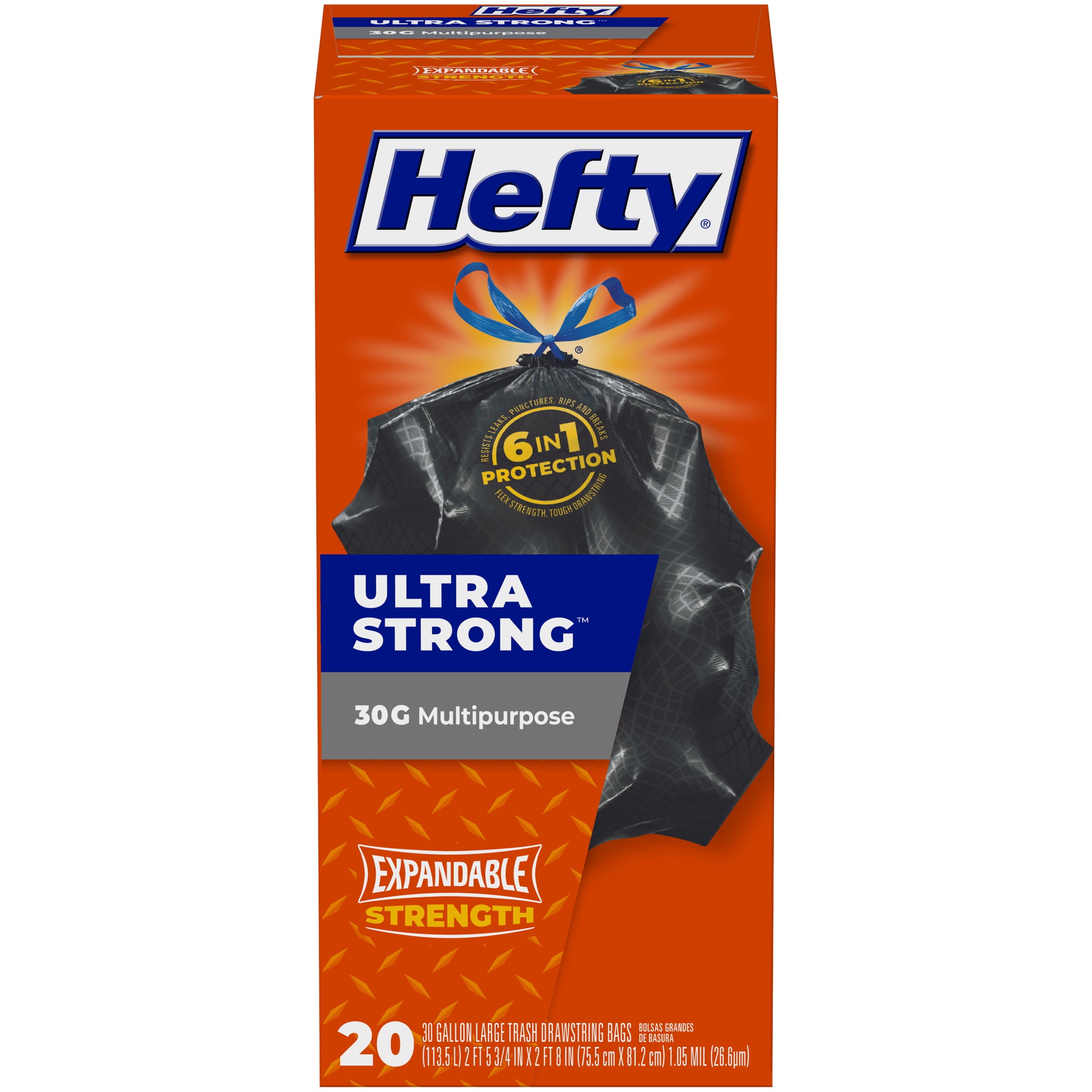 Hefty Ultra Strong Multipurpose Large Trash Bags, Black, Fabuloso