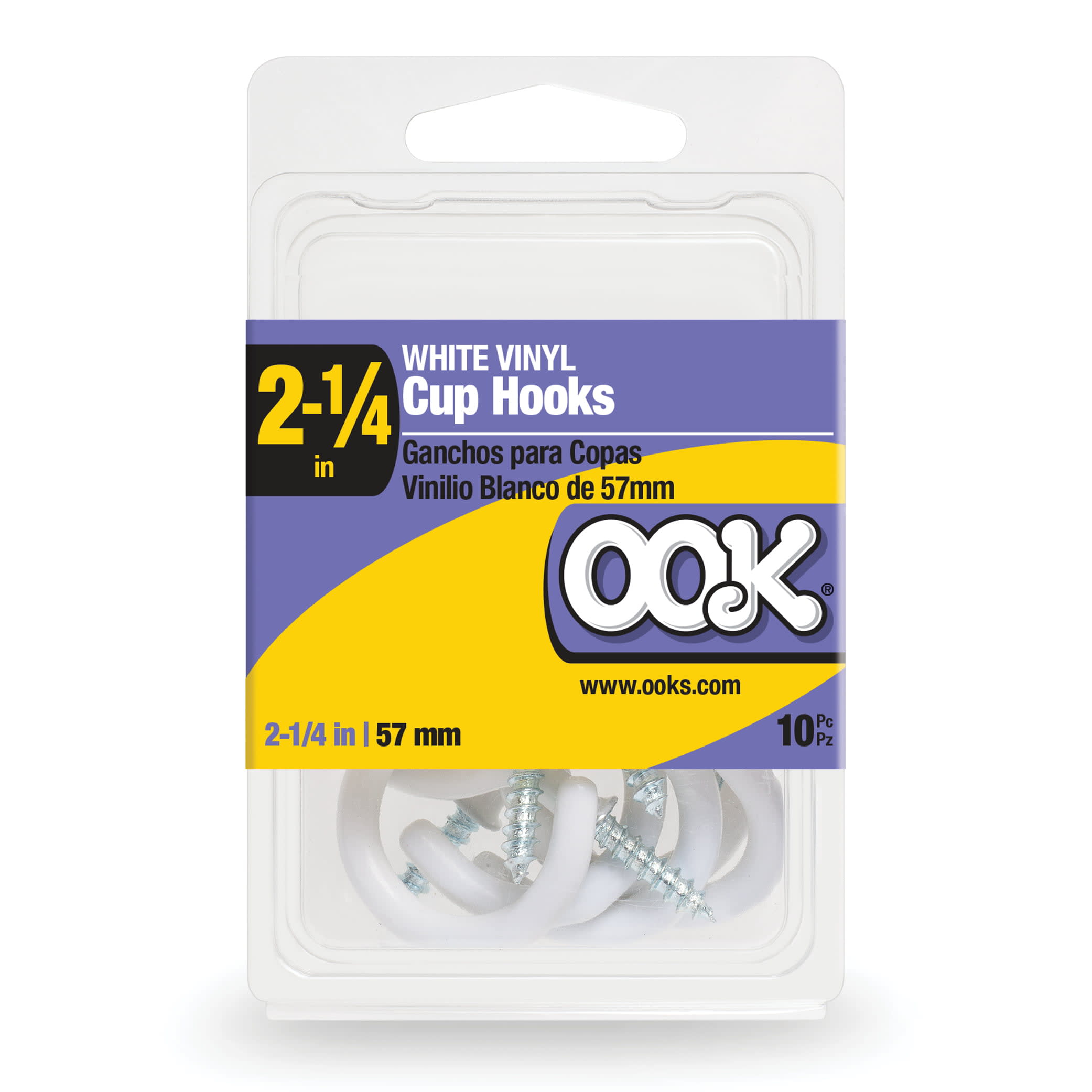 OOK White Vinyl Cup Hooks, 2.25, Screw-in Cup Hooks, 10 Pieces - DroneUp  Delivery