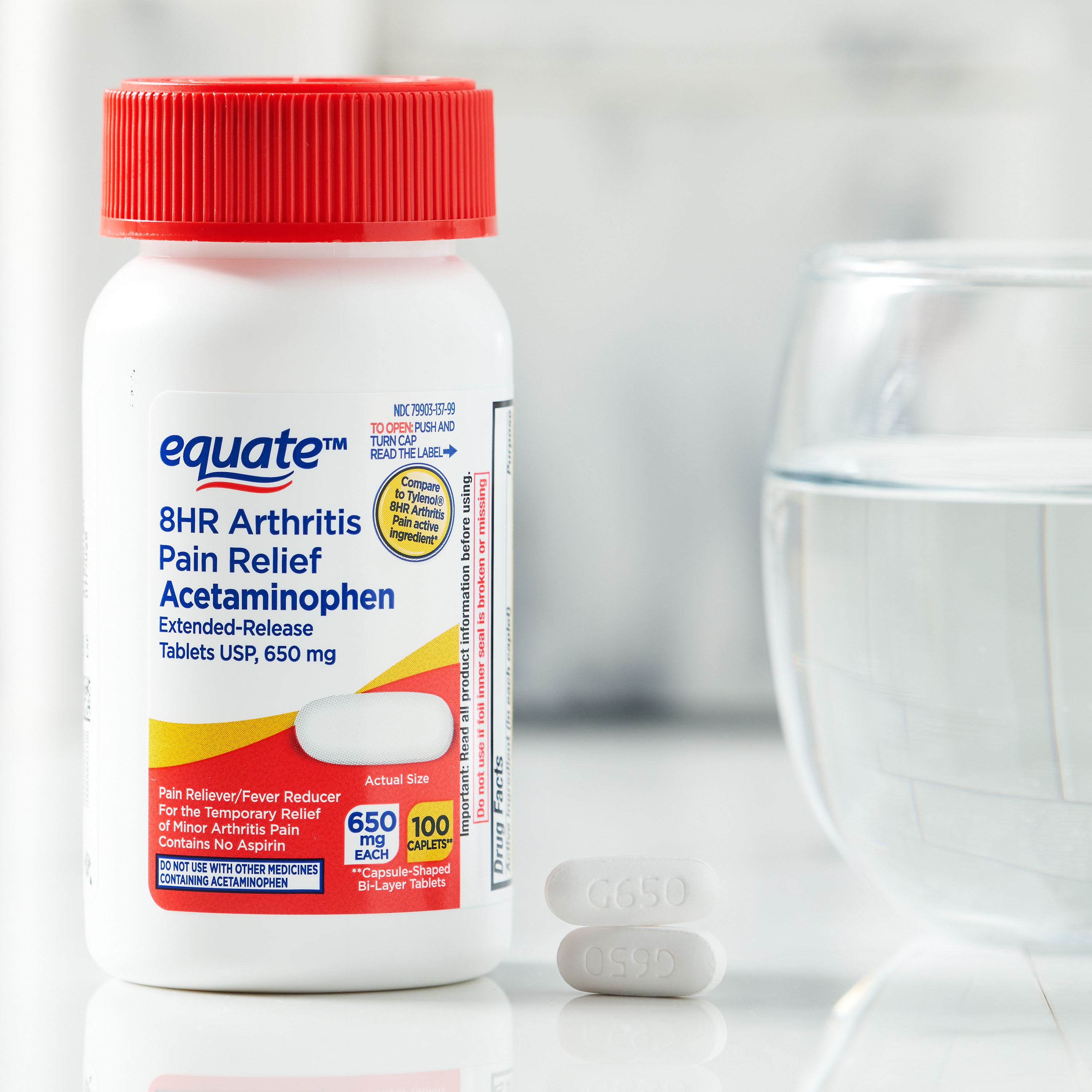 Equate 8HR Pain Relief Acetaminophen, Extended Release Tablets, 650 mg