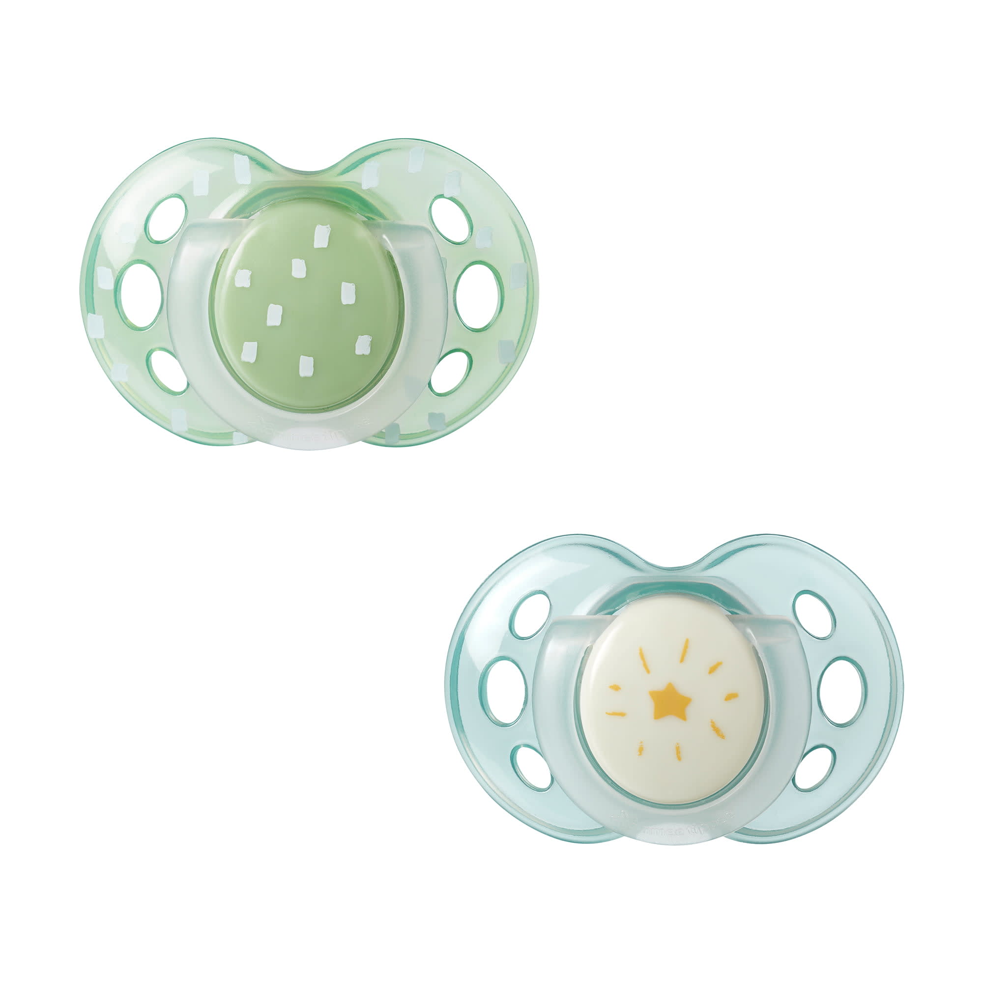 MAM Perfect Night Baby Pacifier Patented Nipple Glows in the Dark 2 Pack  6-16 Months Boy (Design May Vary)