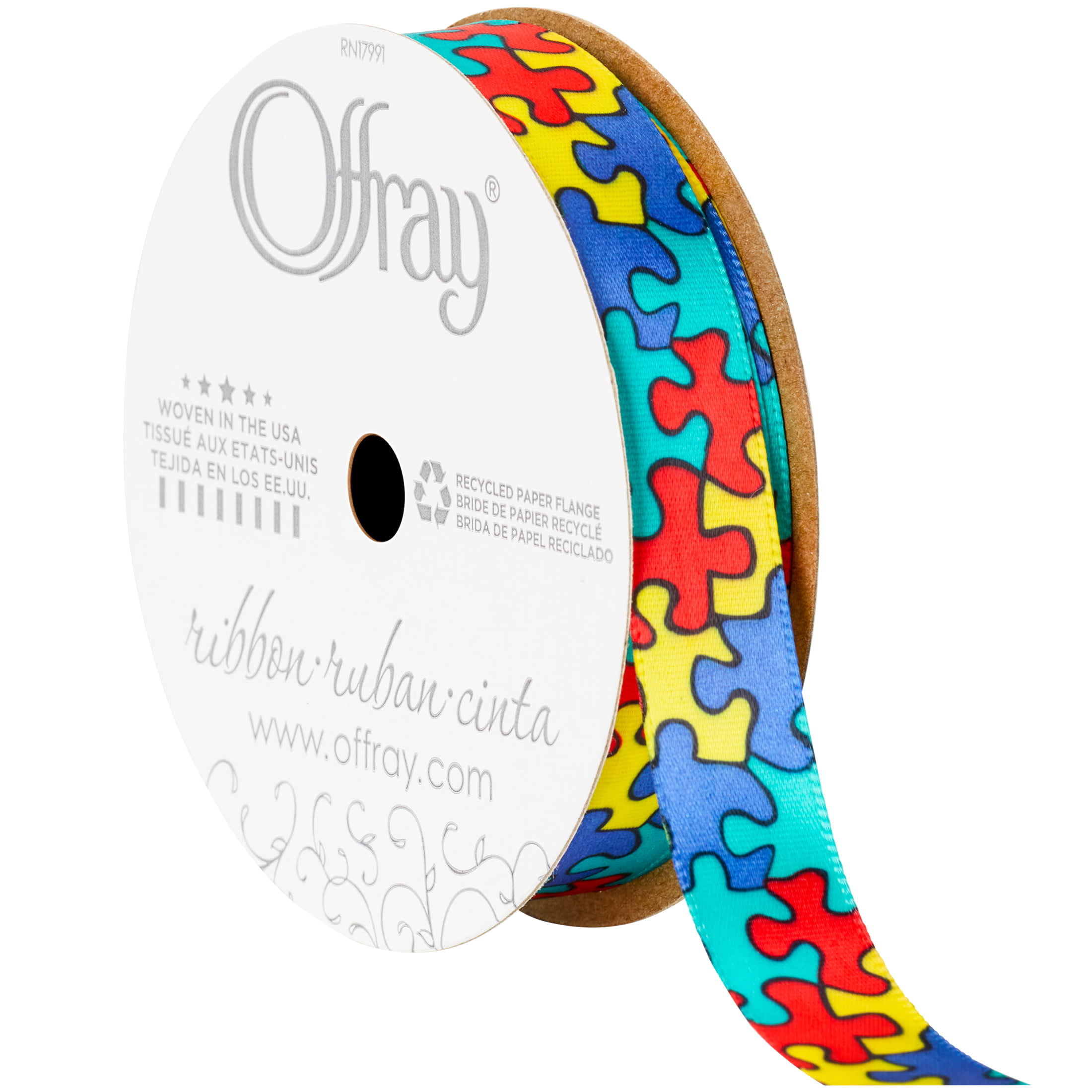 Offray Ribbon, Antique White 1 1/2 inch Single Face Satin Polyester Ribbon,  12 feet - DroneUp Delivery