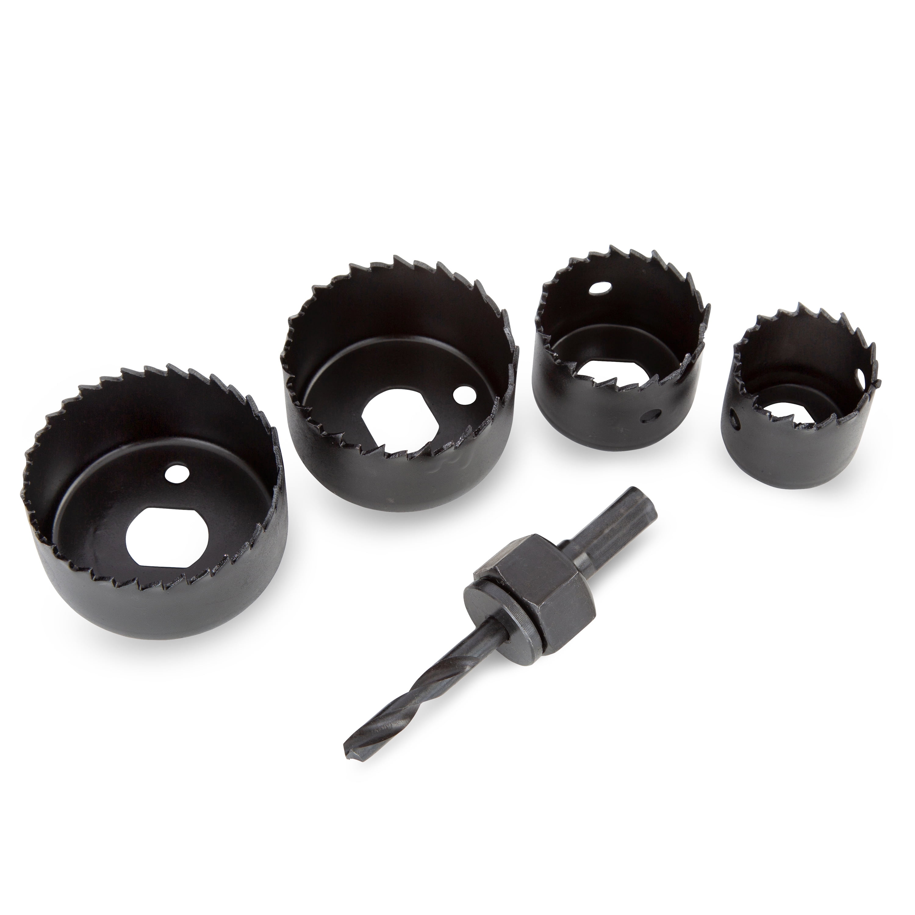 Hyper Tough Hole Saw Set with Arbor 1 1 4 inch 1 1 2 inch 2 inch