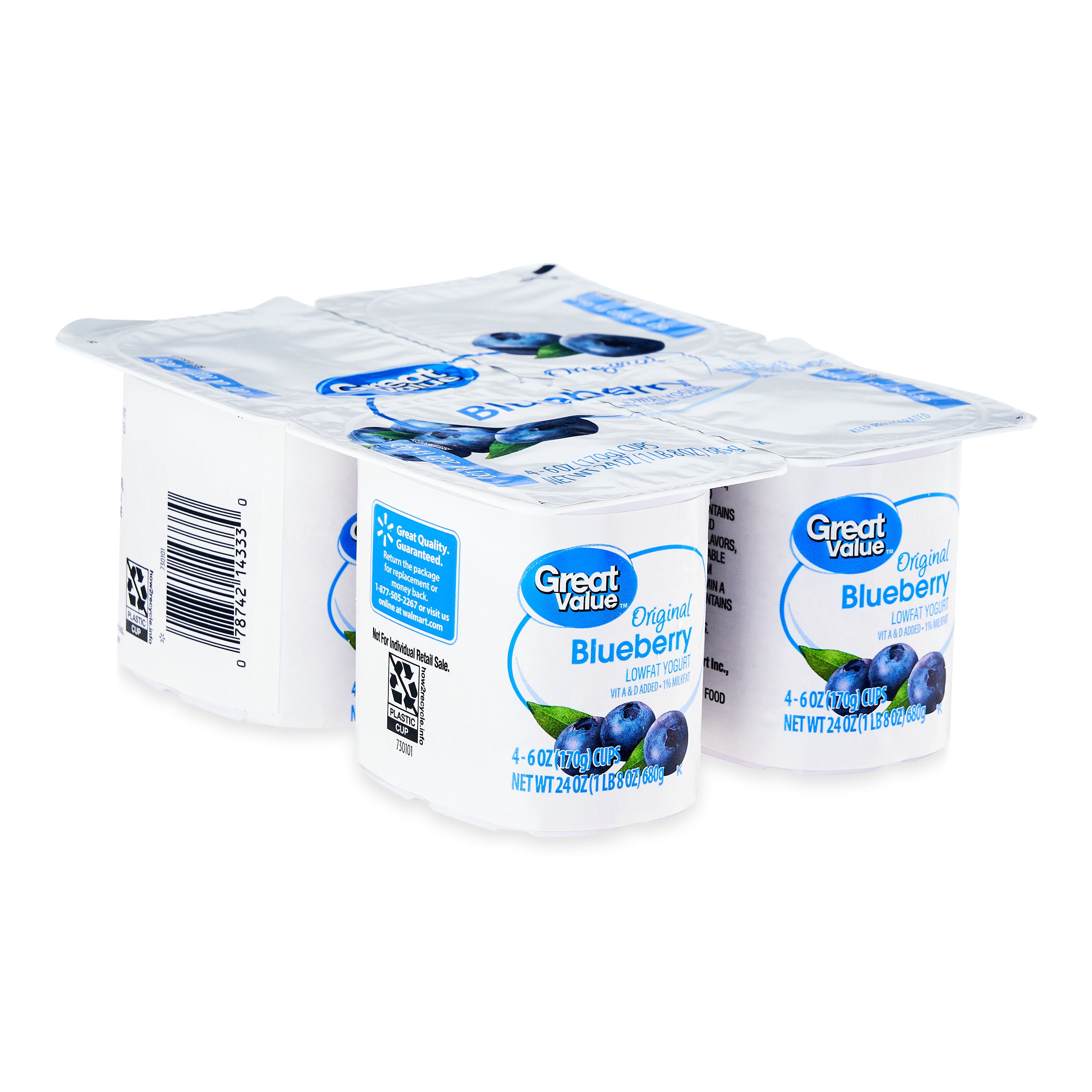 Activia Strawberry and Blueberry Probiotic Yogurt, Lowfat Yogurt Cups, 4  oz, 12 Count