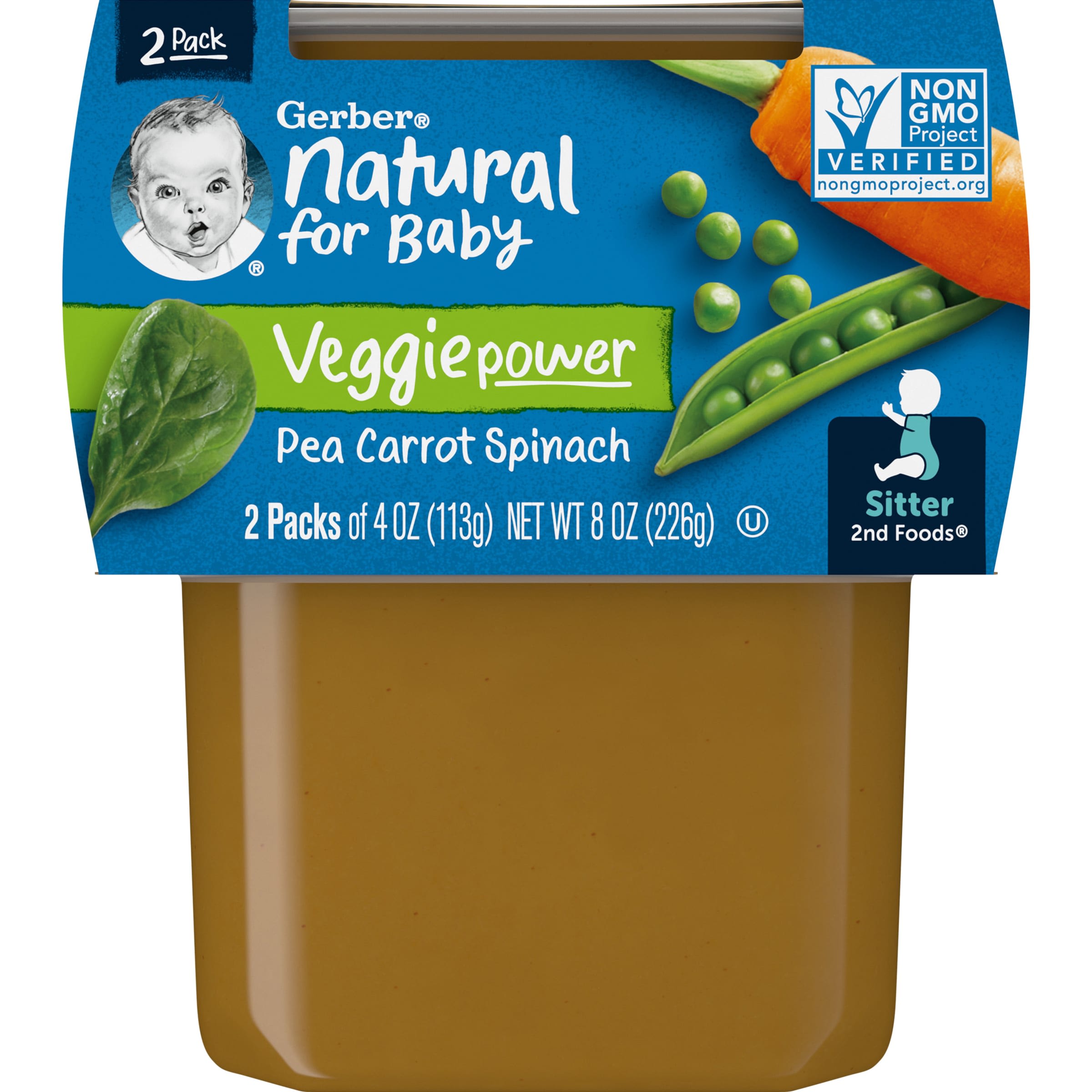 Gerber 2nd Foods Natural For Baby Veggie Power Baby Food Pea Carrot