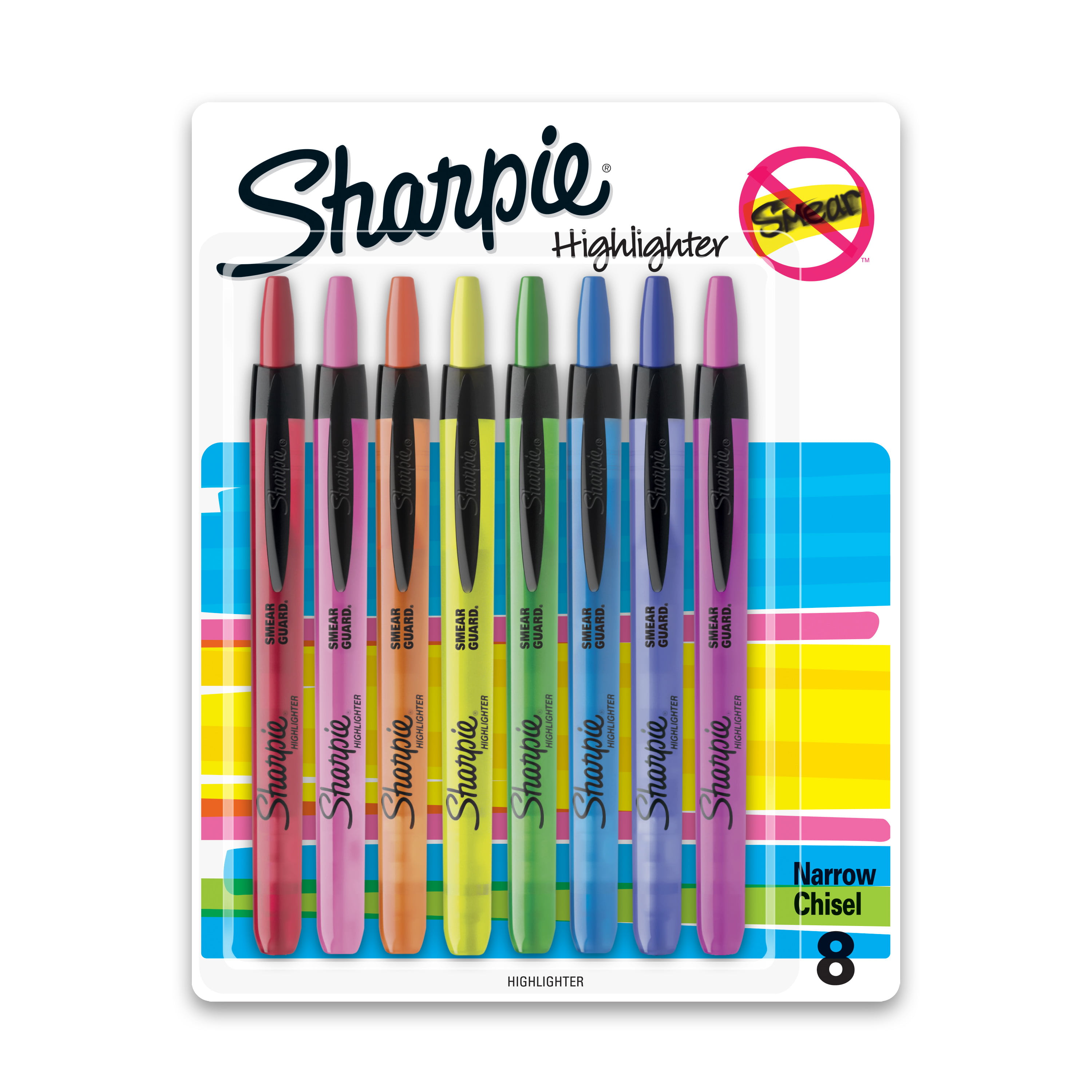 Color Sharpie Clear View Chisel Tip Highlighters, 4 Sharpie