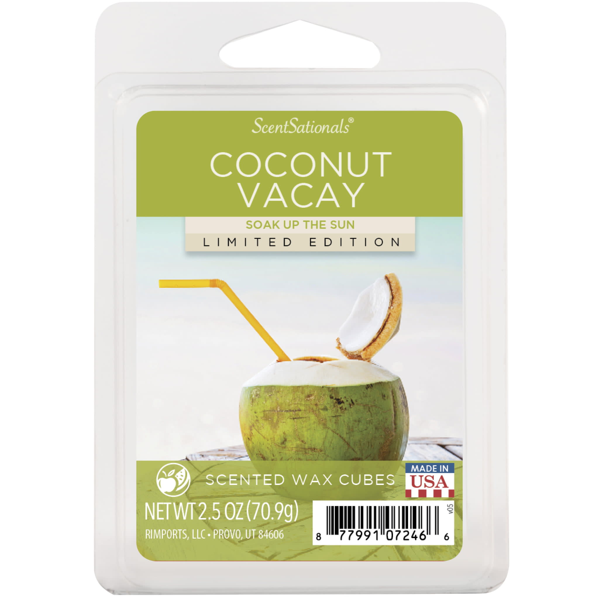 Coconut Vacay Scented Wax Melts, ScentSationals, 2.5 oz (5-Pack)