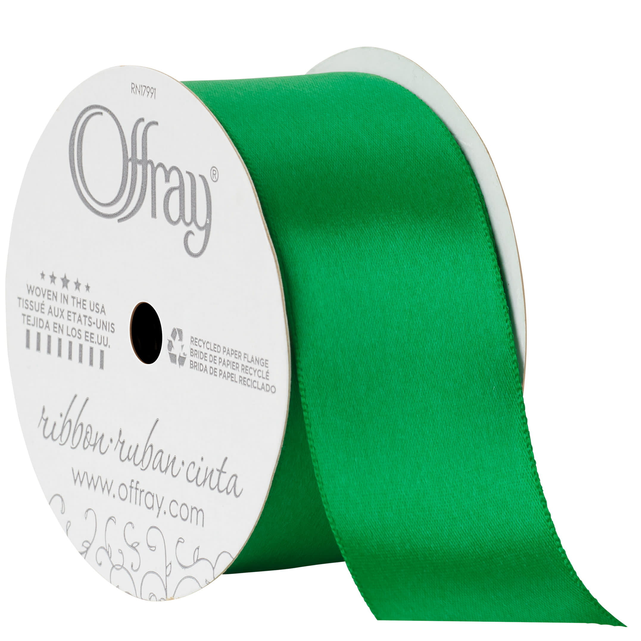 Offray Ribbon, Emerald Green 1 1/2 inch Single Face Satin Polyester Ribbon,  12 feet - DroneUp Delivery