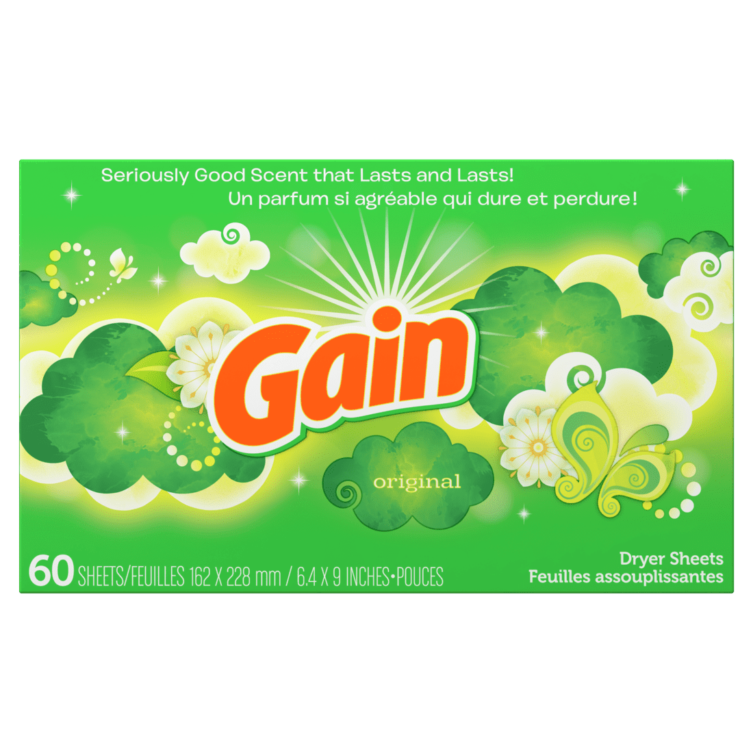 Gain Dryer Sheets with Original Fresh Scent, 60 Count DroneUp Delivery