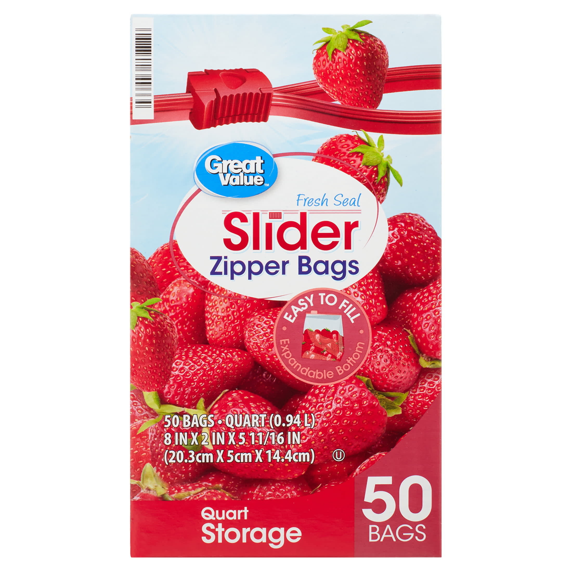 Great Value Slider Zipper Sandwich Bags, 50 Count 