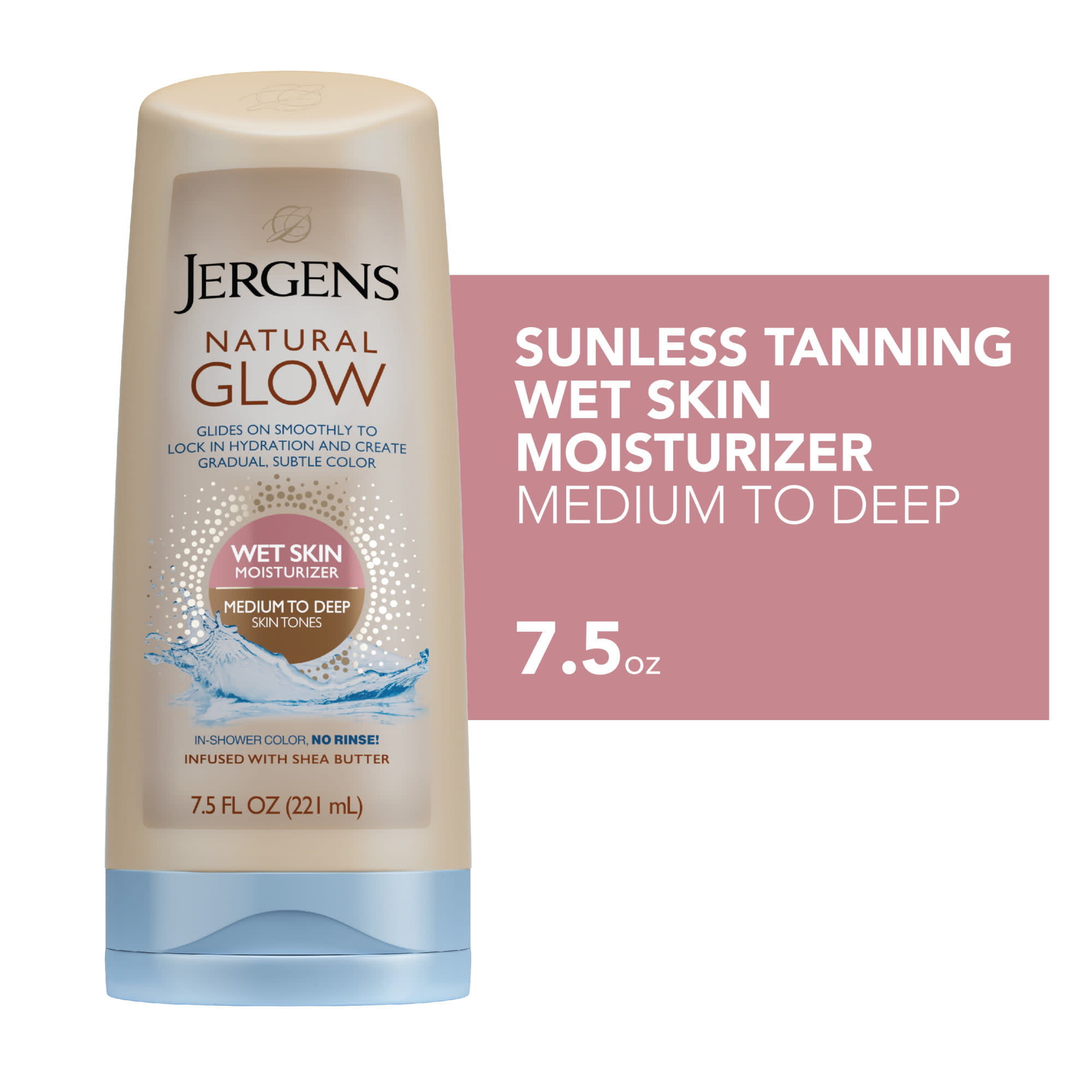 Jergens Natural Glow Sunless Tanning Inshower Body Lotion, Medium to