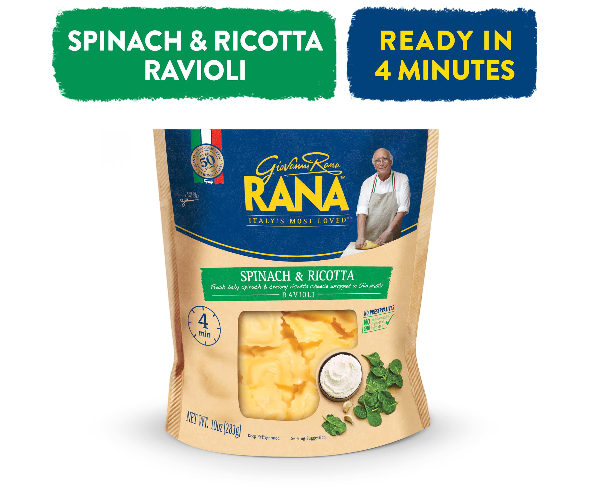 Giovanni Rana Homestyle Ravioli Spinach Ricotta Premium Filled Italian  Pasta Bag (Family Size, 18oz) - DroneUp Delivery