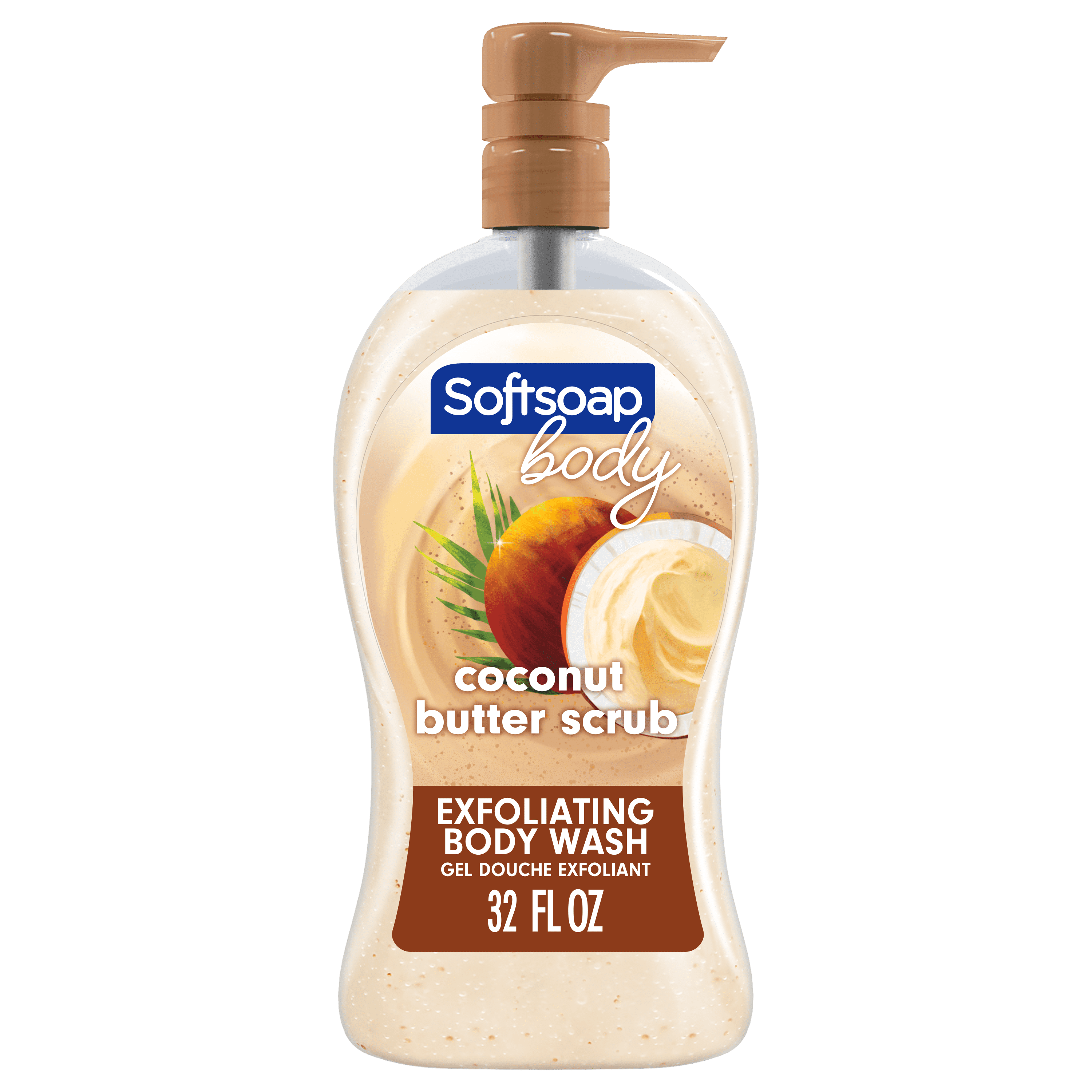 Softsoap Exfoliating Gel Body Wash Pump, Coconut Butter Scrub, 32 fl oz
