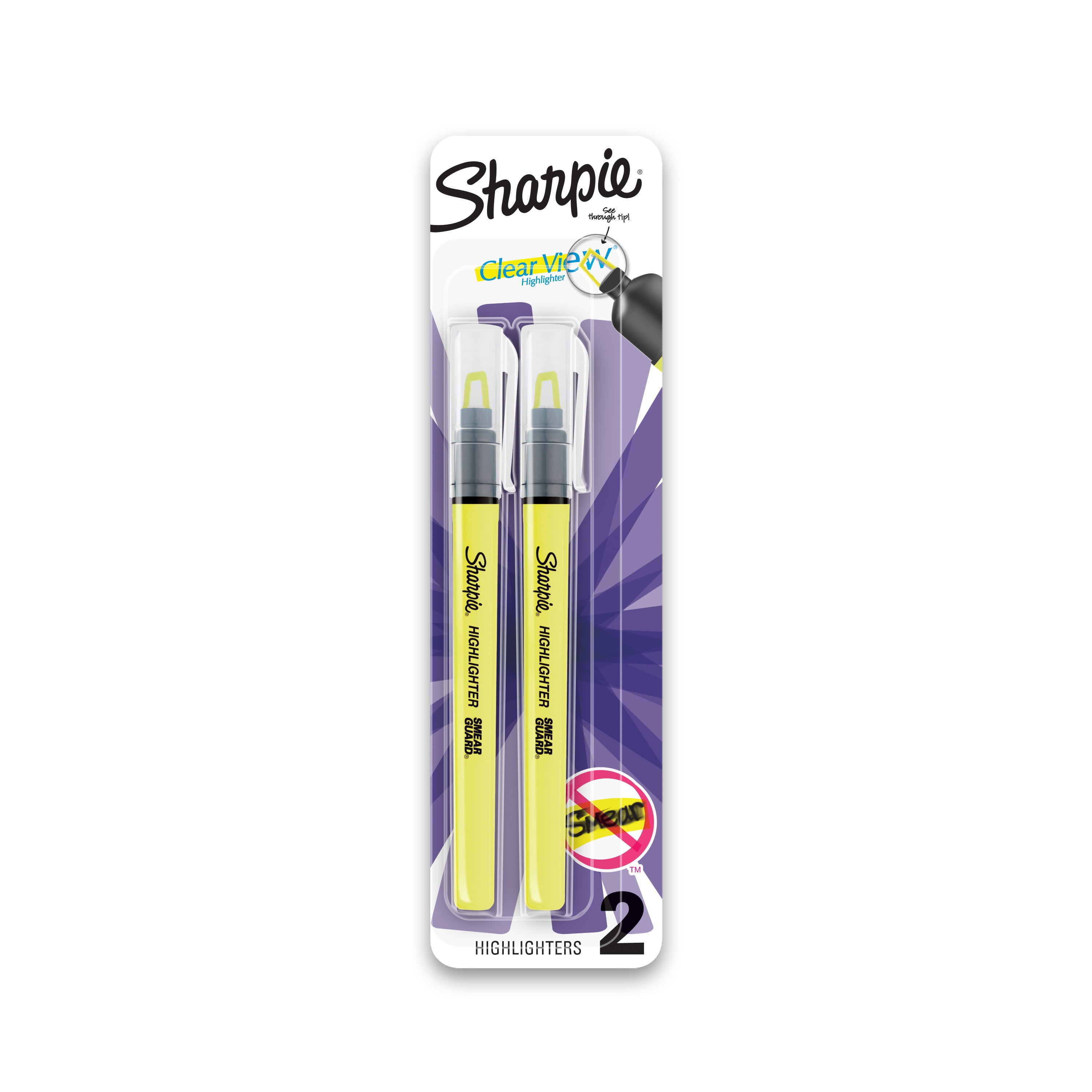 Sharpie Highlighter, Clear View Highlighter with See-Through Chisel Tip,  Stick Highlighter, Yellow, 2 Count - DroneUp Delivery