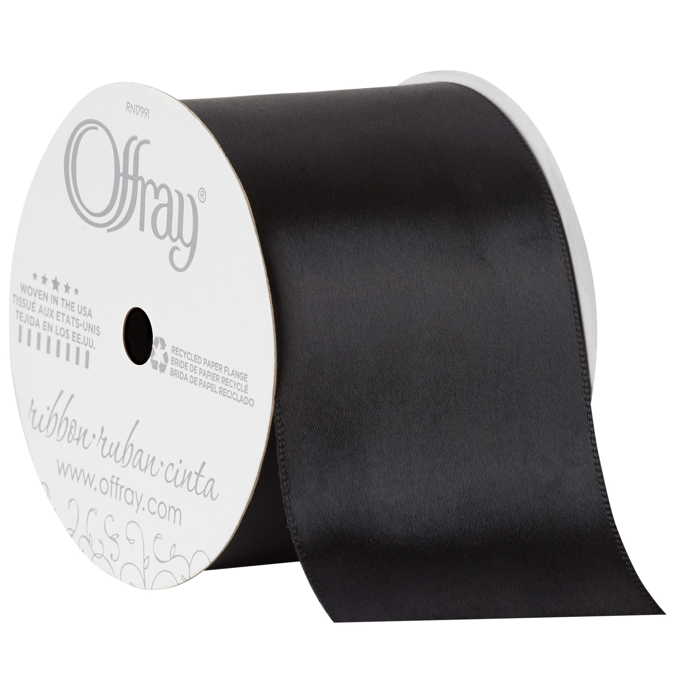 Black And White Ribbon  Polyester Single Face Satin Ribbon