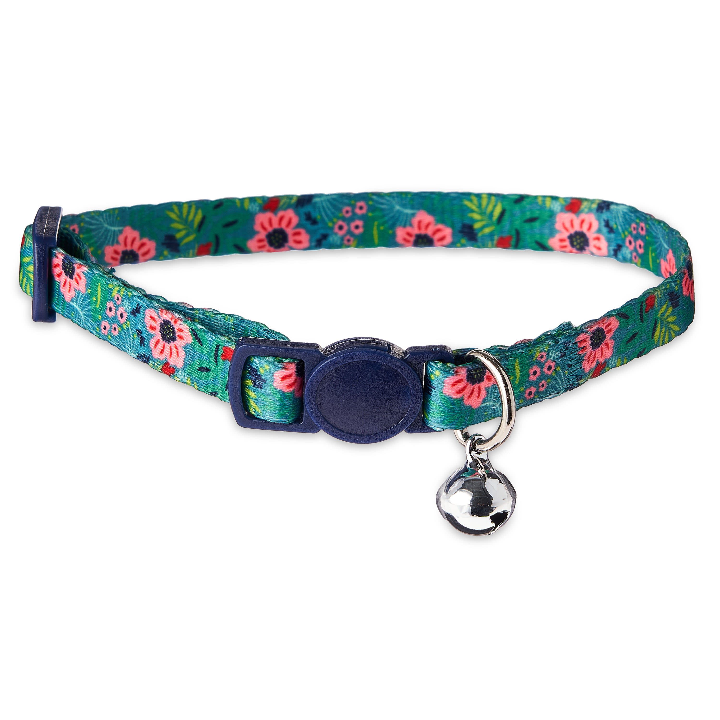Vibrant Life Polyester and Metal Tropical Floral Cat Collar, Green, 8-12  - DroneUp Delivery