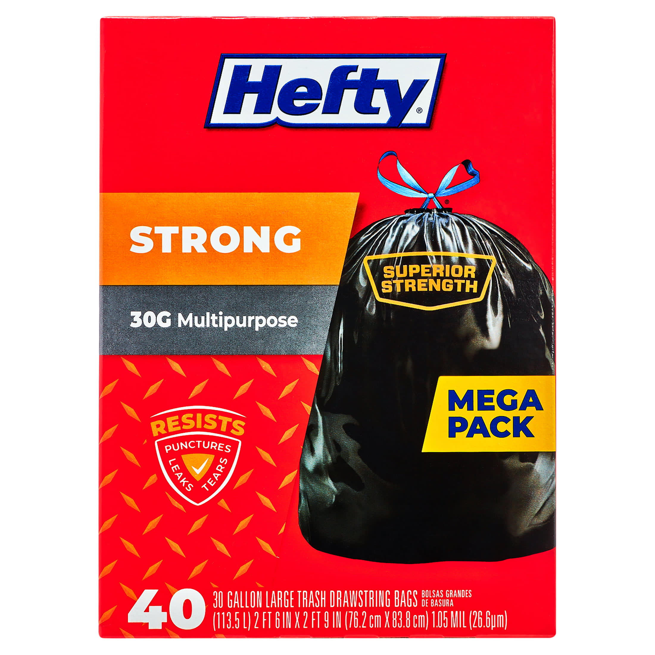 Great Value Strong Flex 13-Gallon Drawstring Tall Kitchen Trash Bags,  Unscented, 40 Bags - DroneUp Delivery