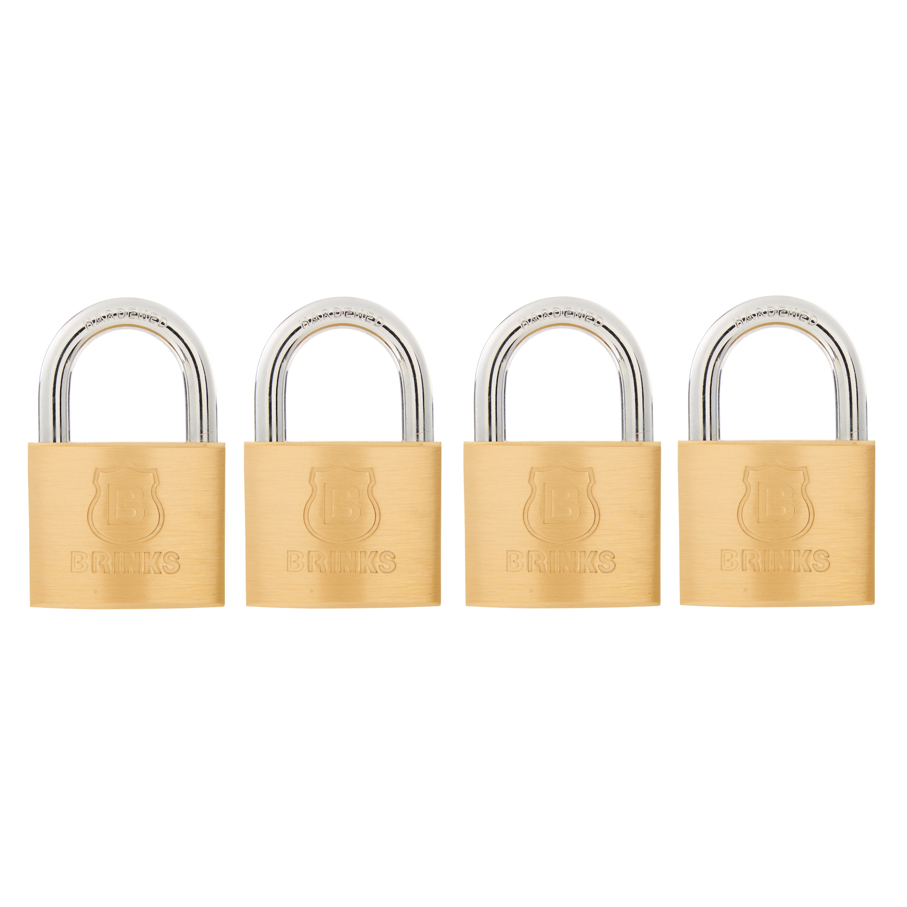 Brinks, Solid Brass 40mm Keyed Padlock with 2 1/2in Shackle, 4 Pack