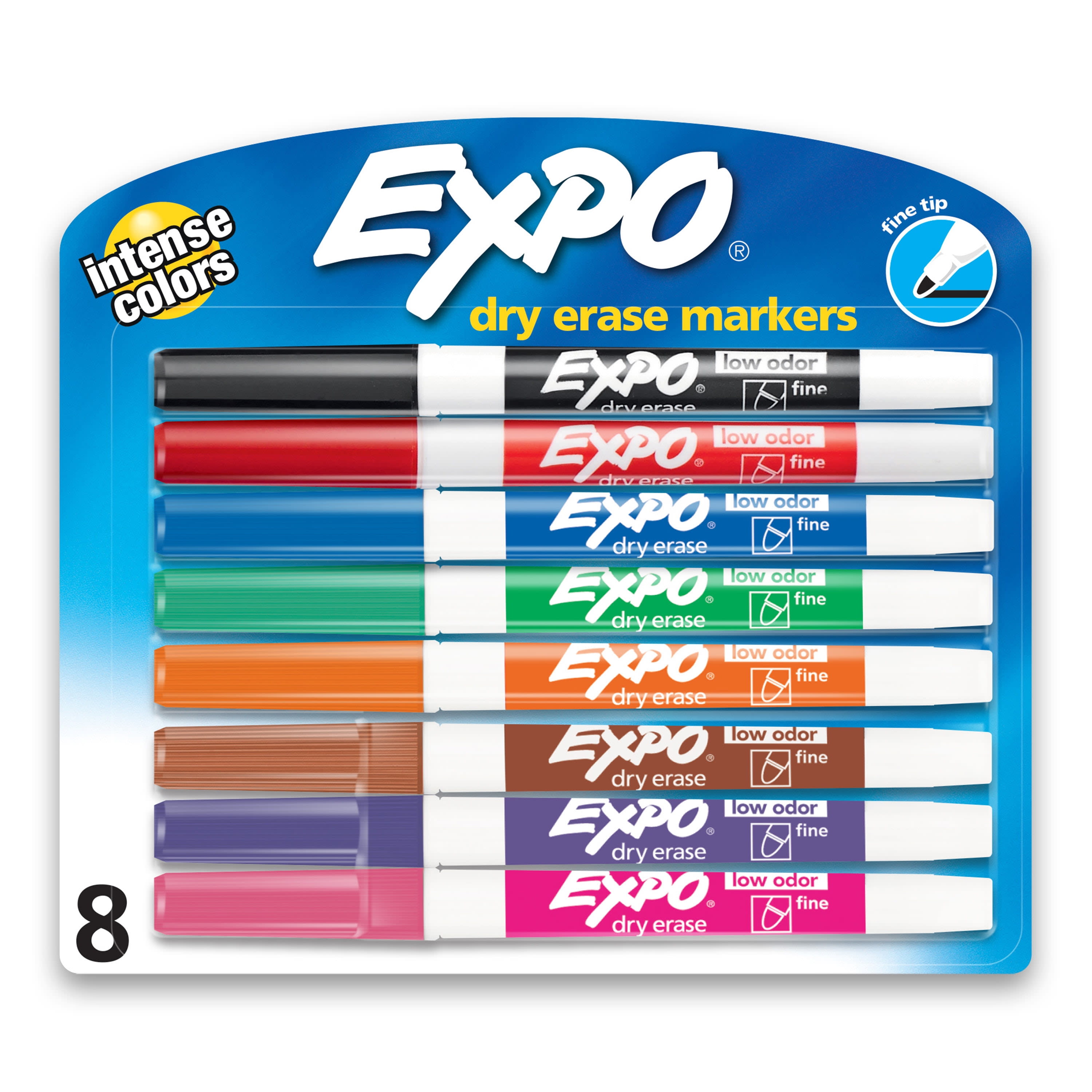  Expo Low Oder Dry Erase Markers, Fine Tip, Assorted