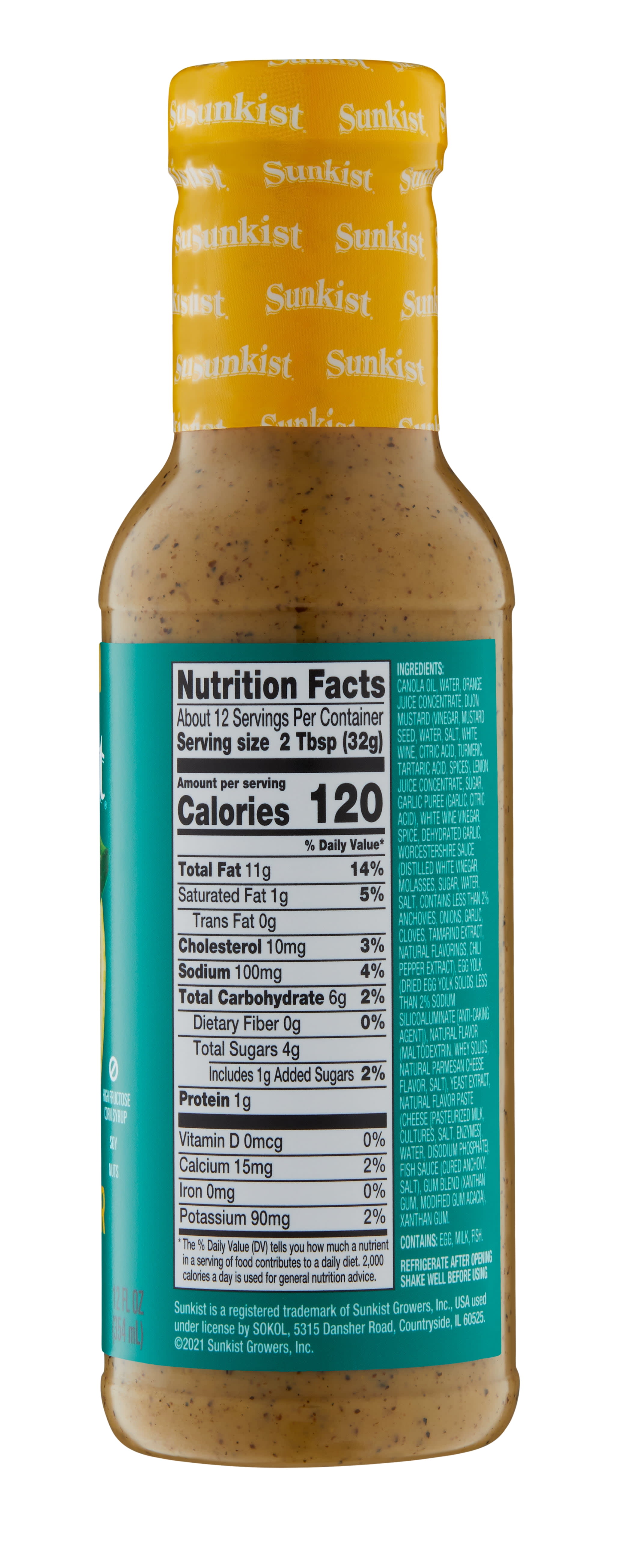 Sunkist GlutenFree, Lemon Black Pepper Caesar Salad Dressing, 12 oz