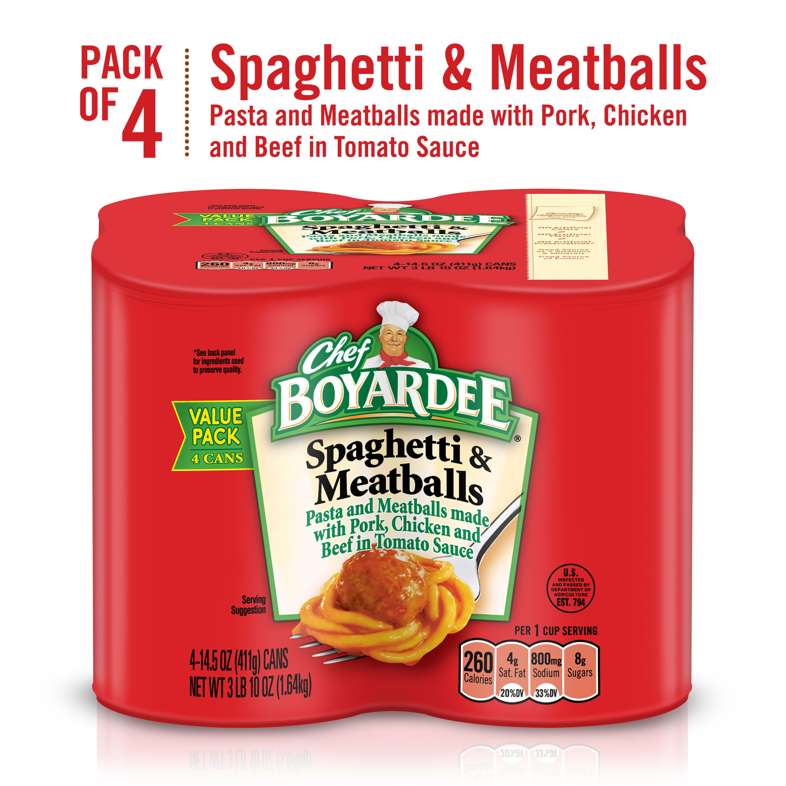 Chef Boyardee Spaghetti and Meatballs Microwave Pasta 4 Pack