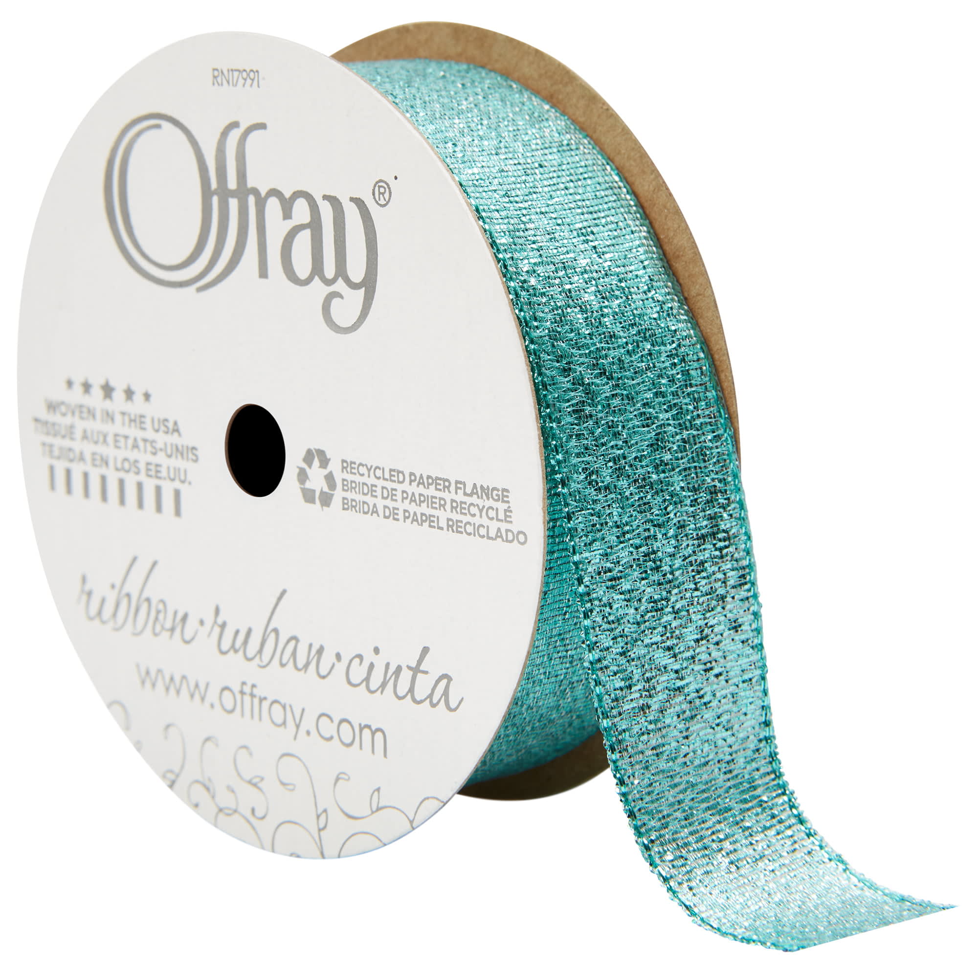 Offray Ribbon, Silver 3/8 inch Metallic Ribbon, 15 feet - DroneUp Delivery