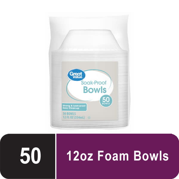 Hefty Soak Proof Foam Bowls, White - 50 count