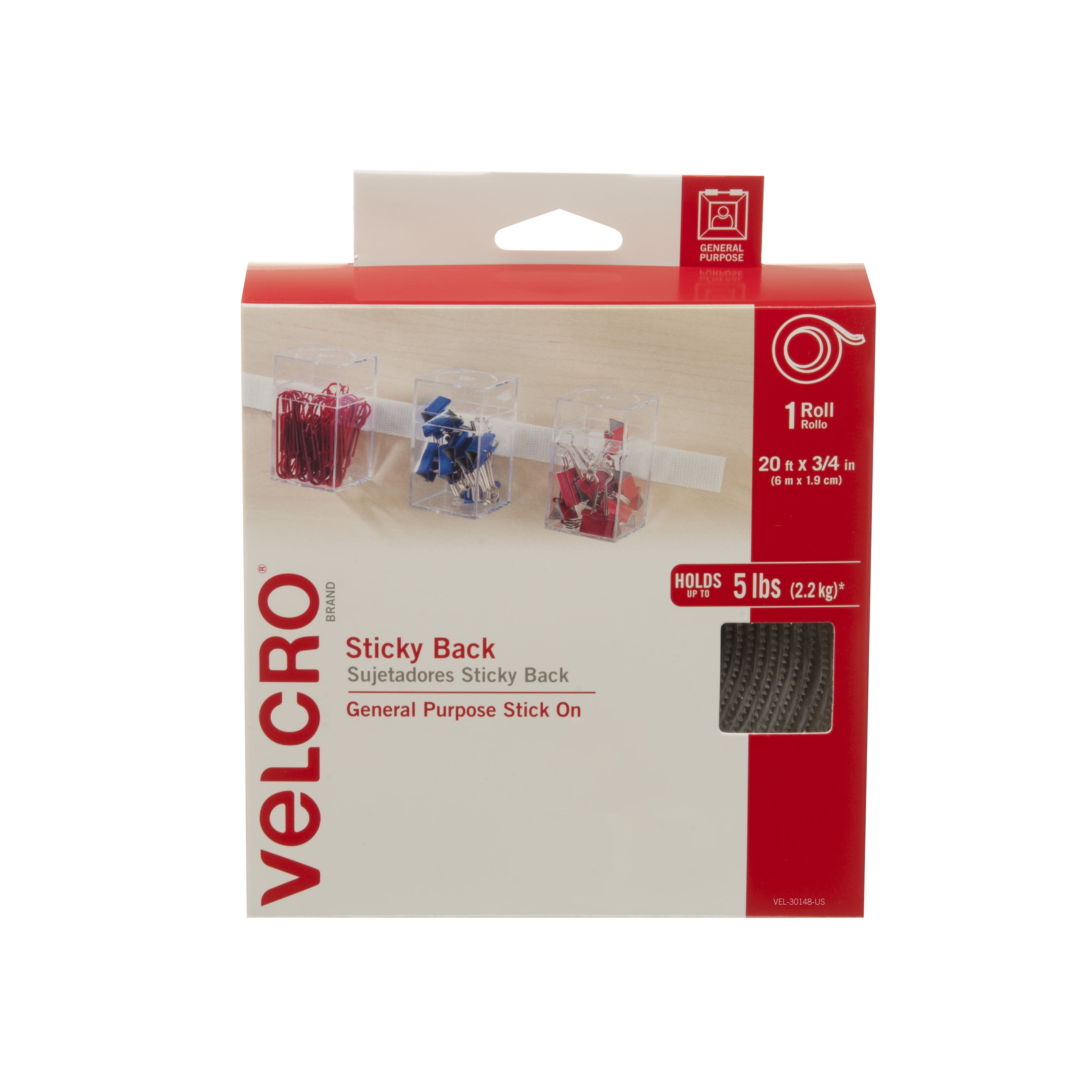 VELCRO BRAND FASTEN. Velcro Hook and Loop Fasteners - 1/2-in W x 1