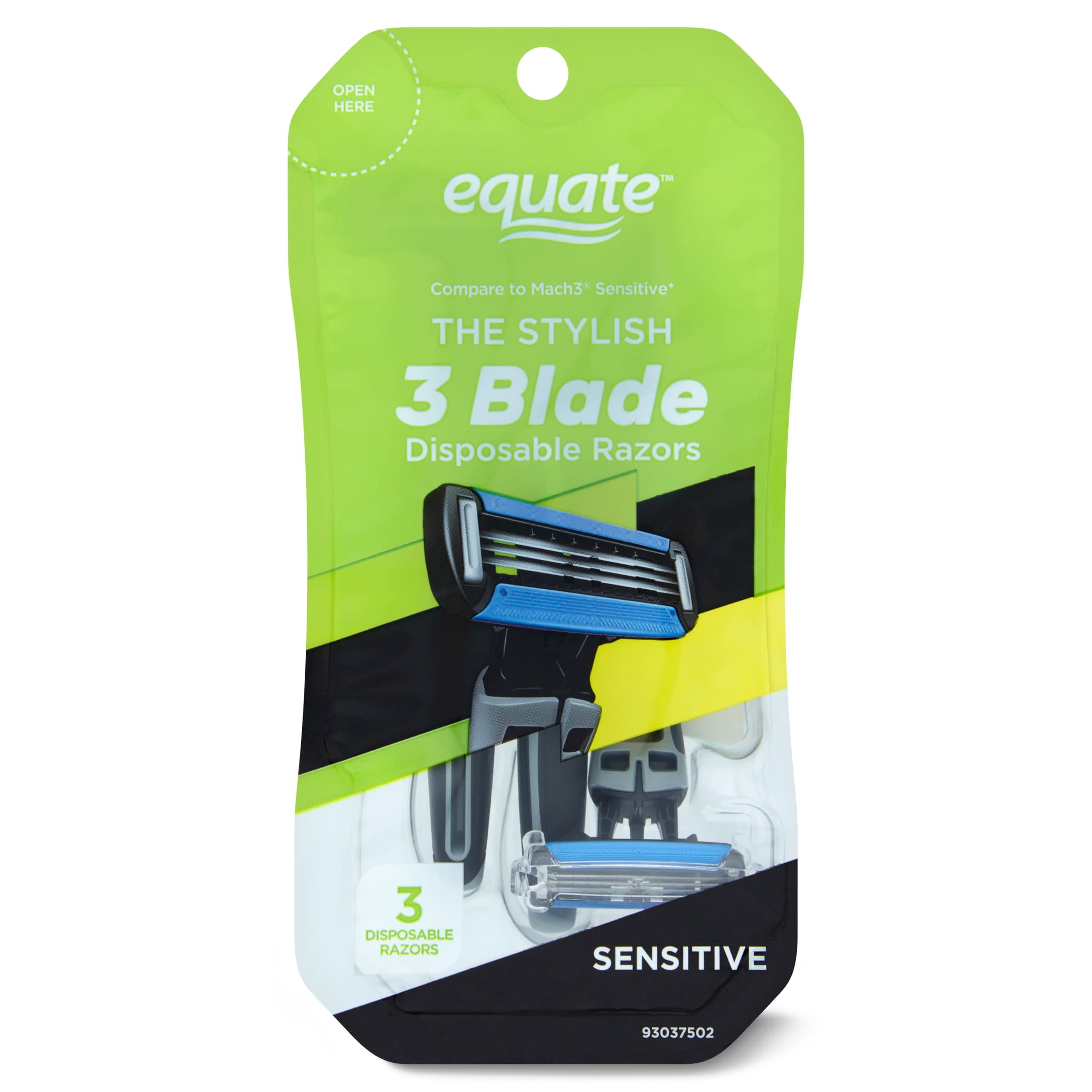 Equate Women's 3 Blade Multi-Color Disposable Razor, 4 Count