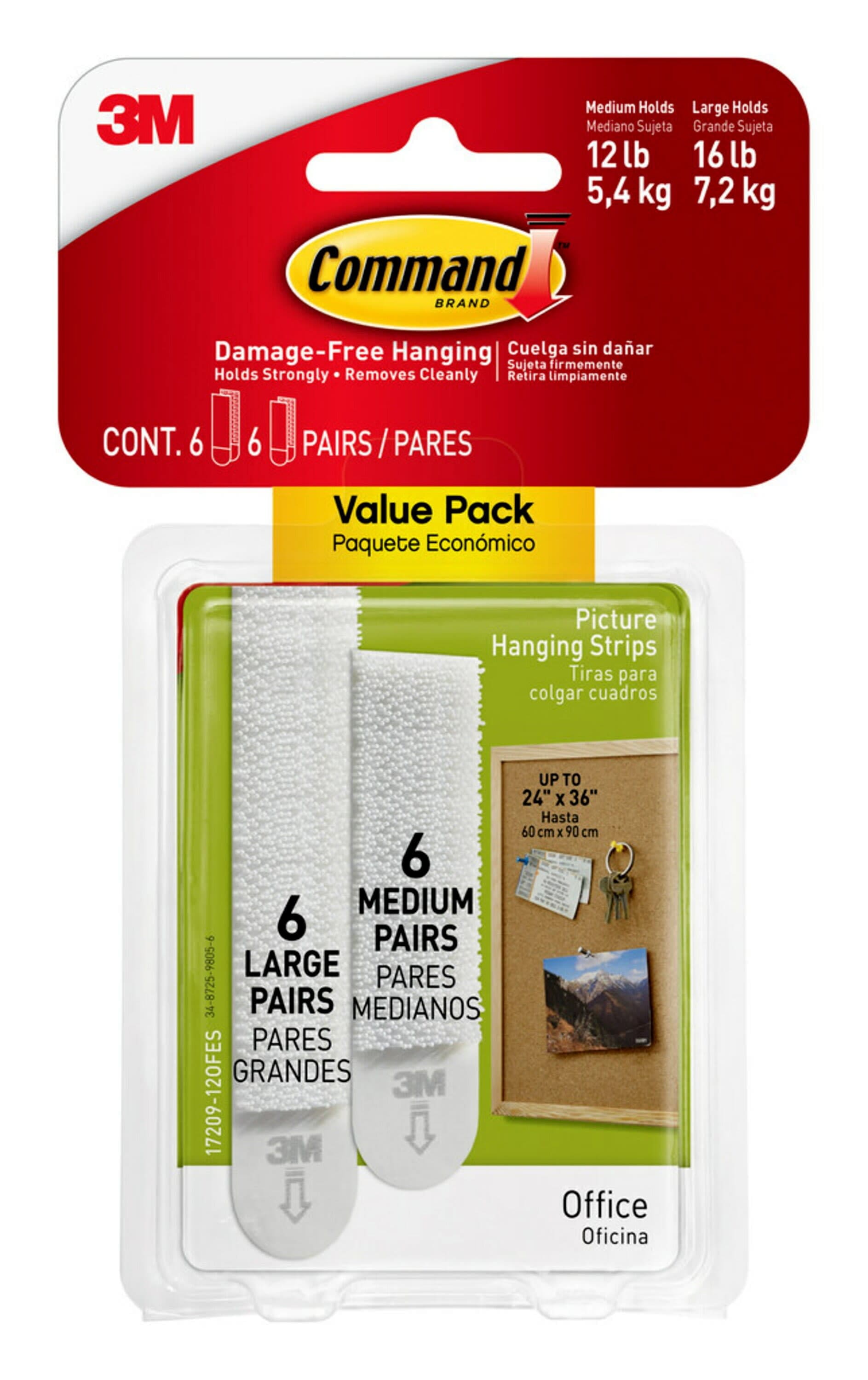 Command Poster Strips, White, Damage Free Decorating, 16 Command