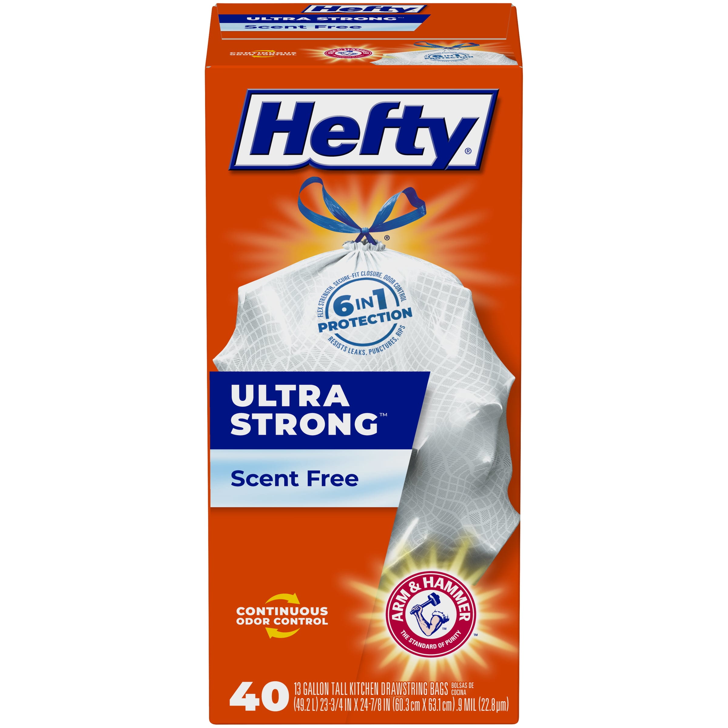 Hefty Steel Custom Fit L Size Drawstring Trash Bags, Black, Unscented, 14.5  Gallon, 50 Count 