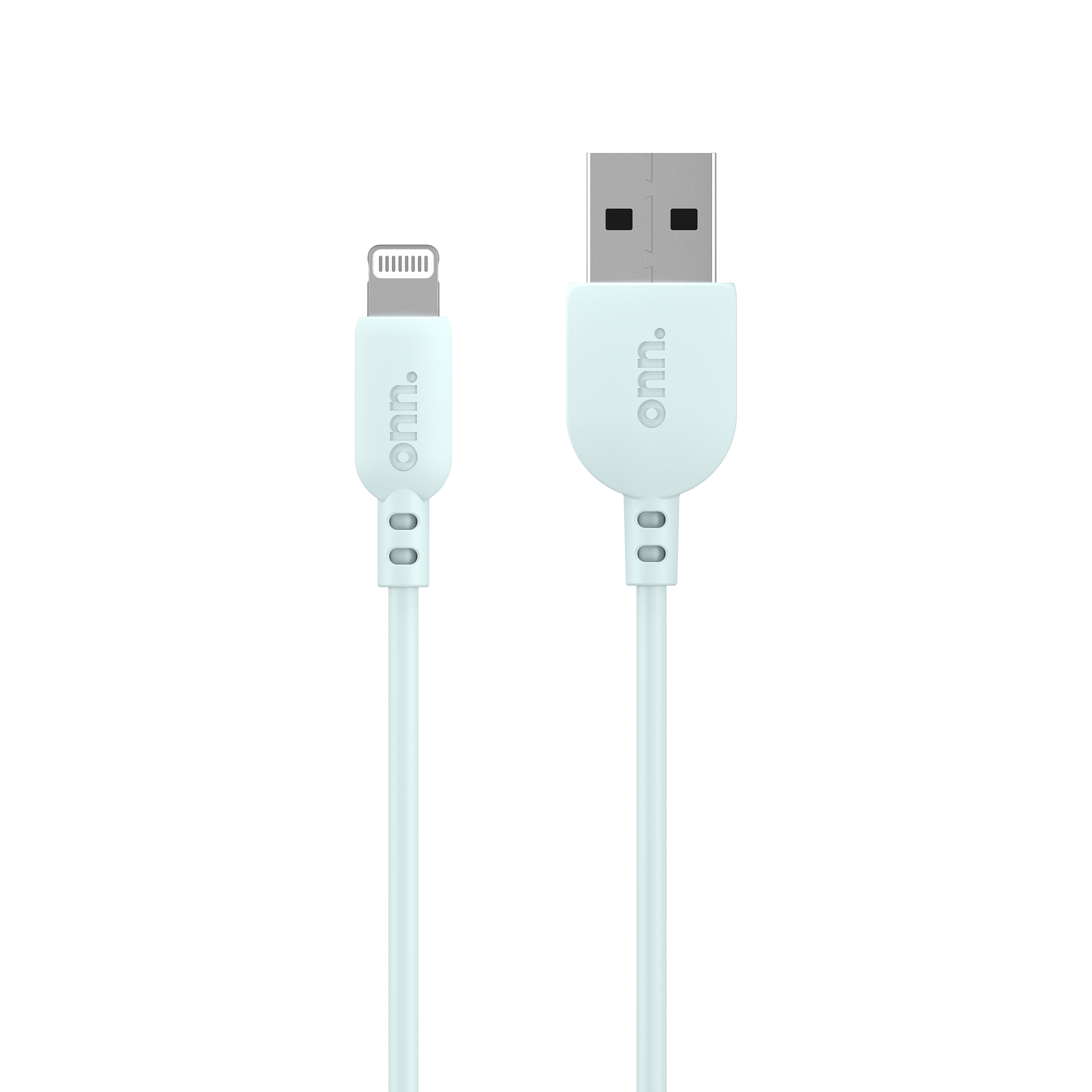 onn. 6' Braided USB-C to USB Cable, Aqua