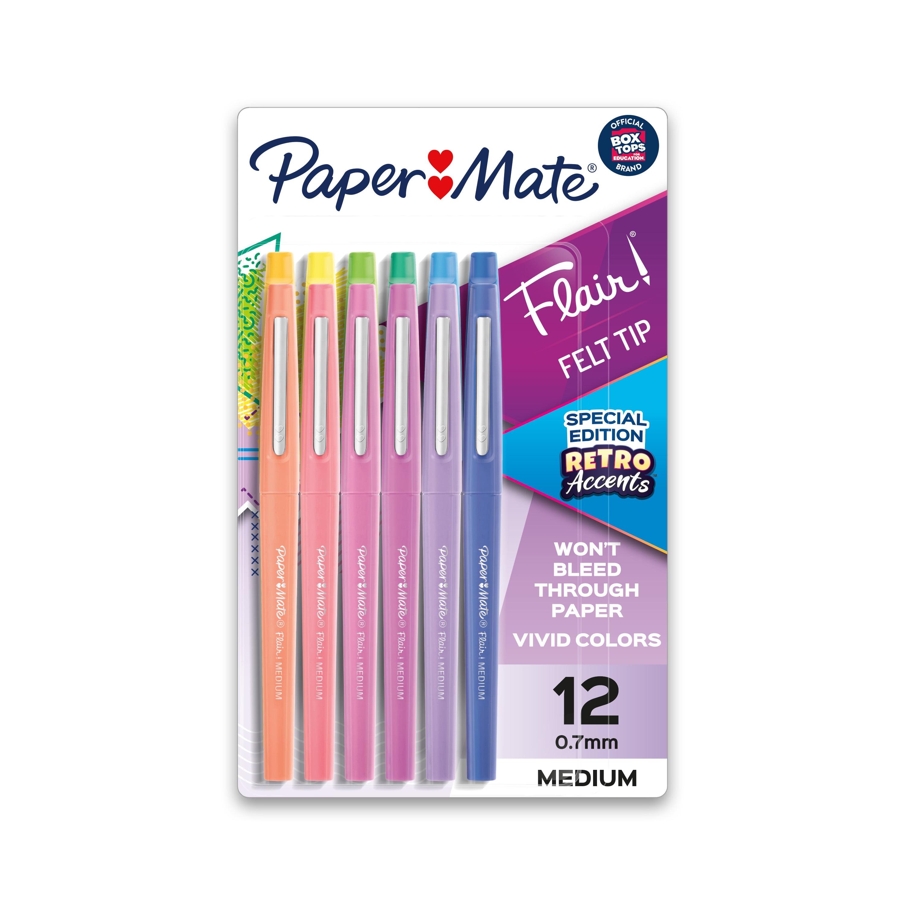 Paper Mate Flair Felt Tip Pens, Medium Point (0.7mm), Assorted Colors, 12  Count - DroneUp Delivery