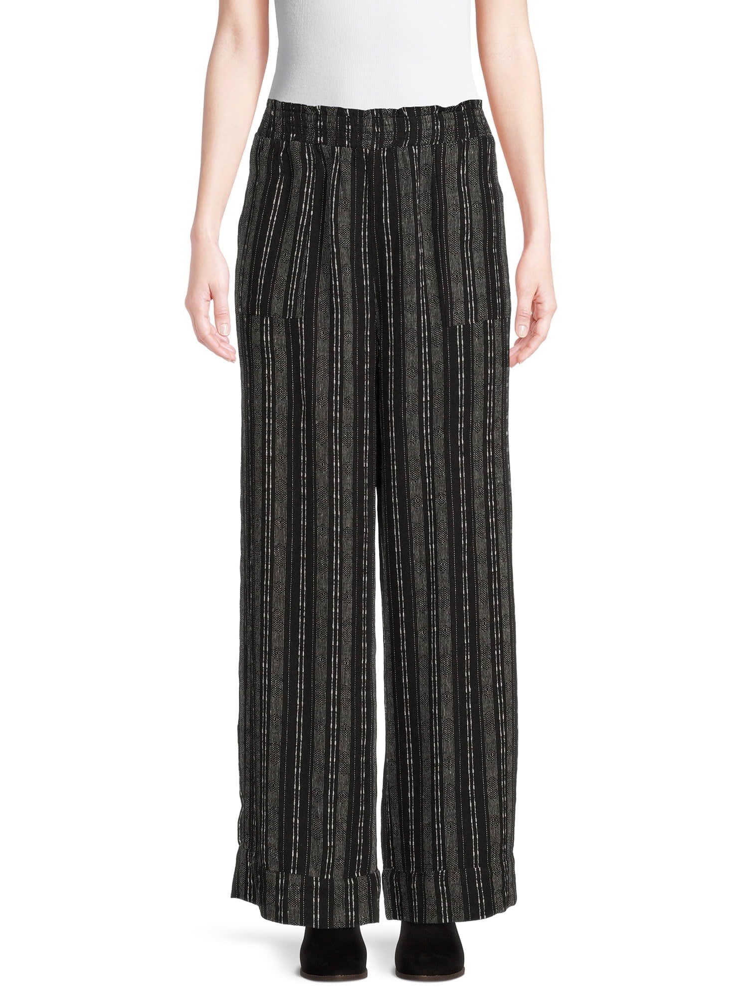 Time and Tru Women's Smocked Waist Linen Pants - DroneUp Delivery