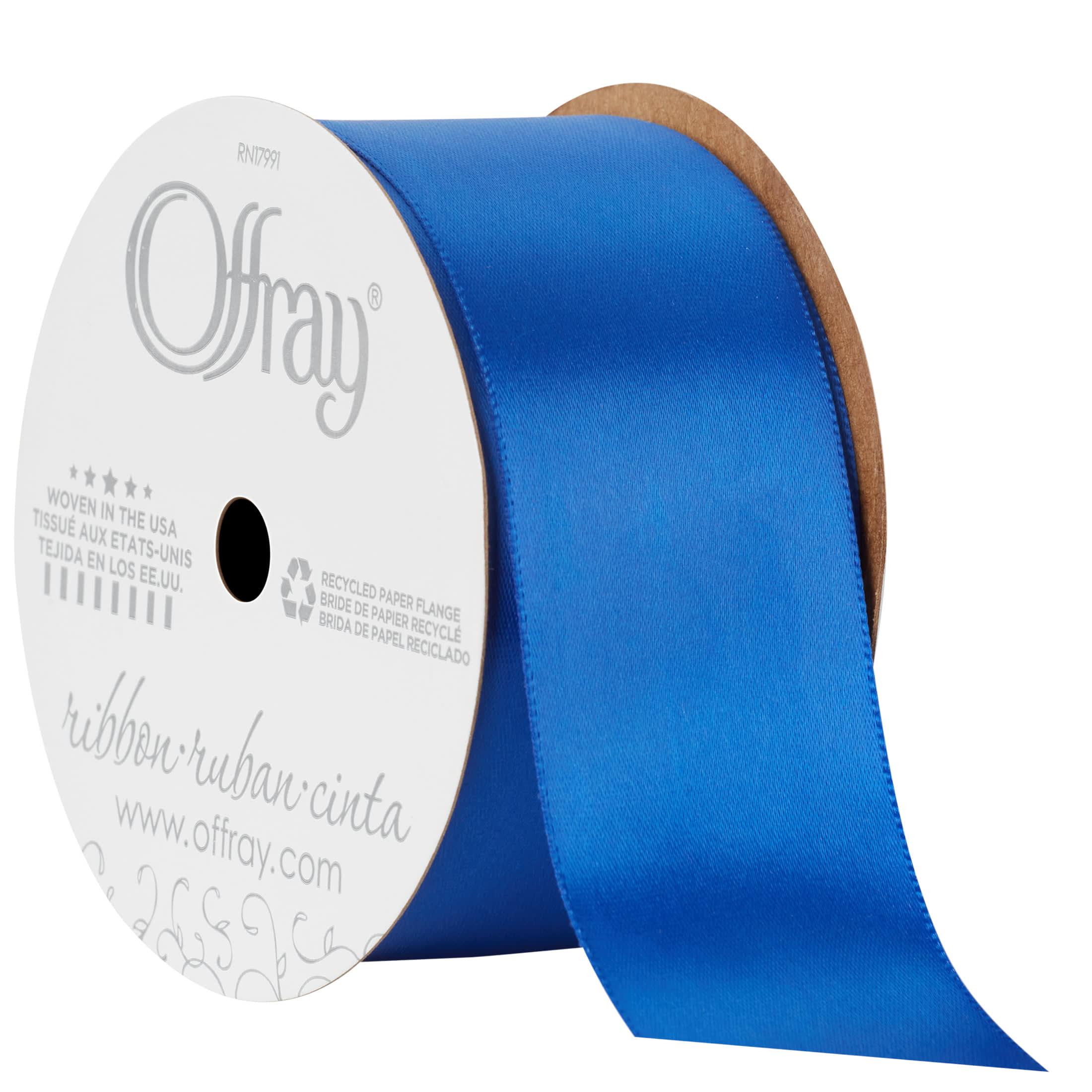 Offray Ribbon, Royal Blue 1 1/2 inch Single Face Satin Polyester Ribbon, 12  feet - DroneUp Delivery