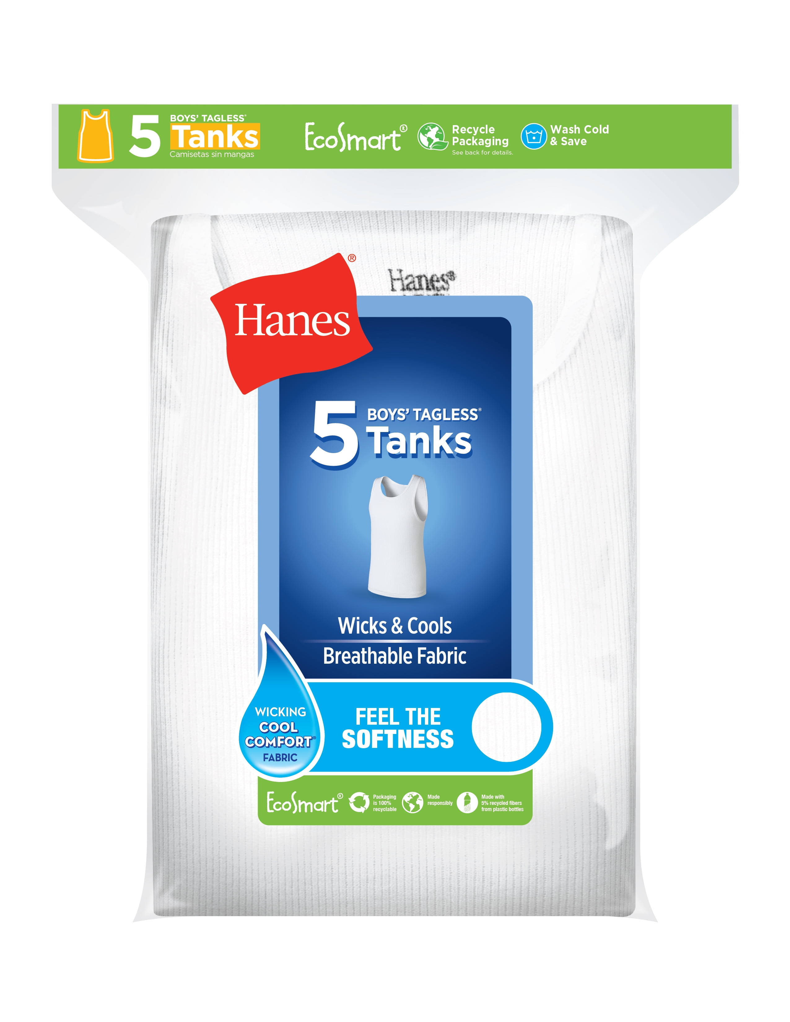 Hanes Boys' White Tanks, 5-Pack, Sizes S-XXL - DroneUp Delivery