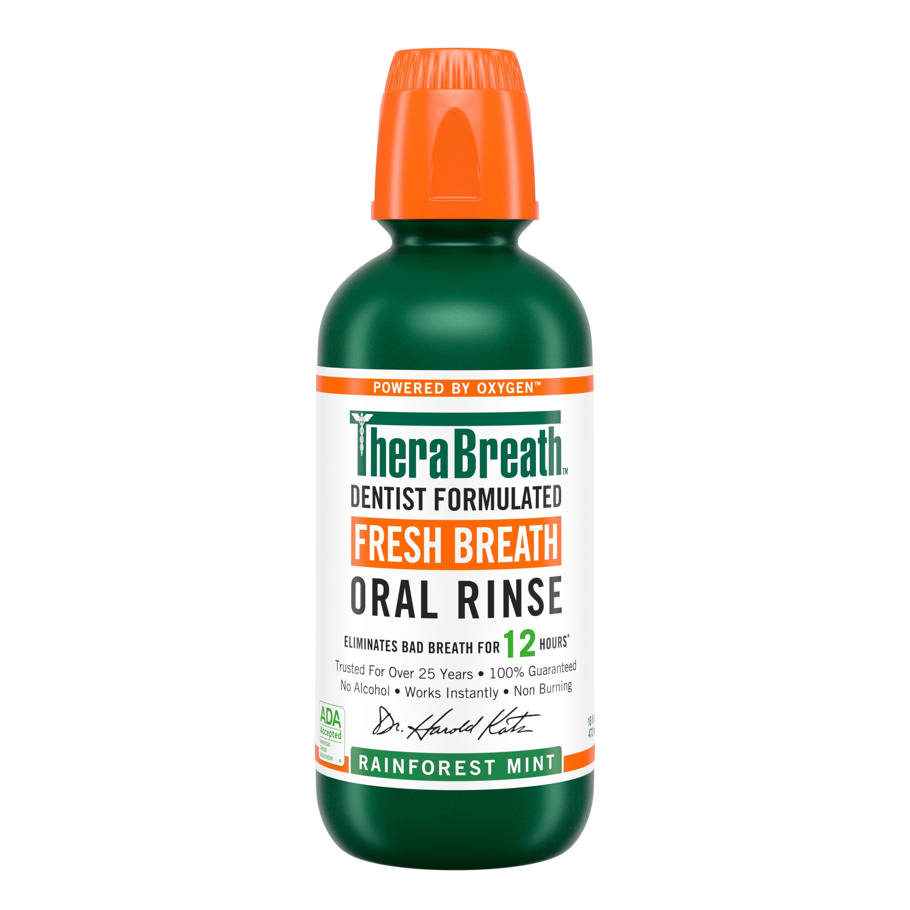 TheraBreath Fresh Breath Mouthwash, Rainforest Mint, AlcoholFree, 16