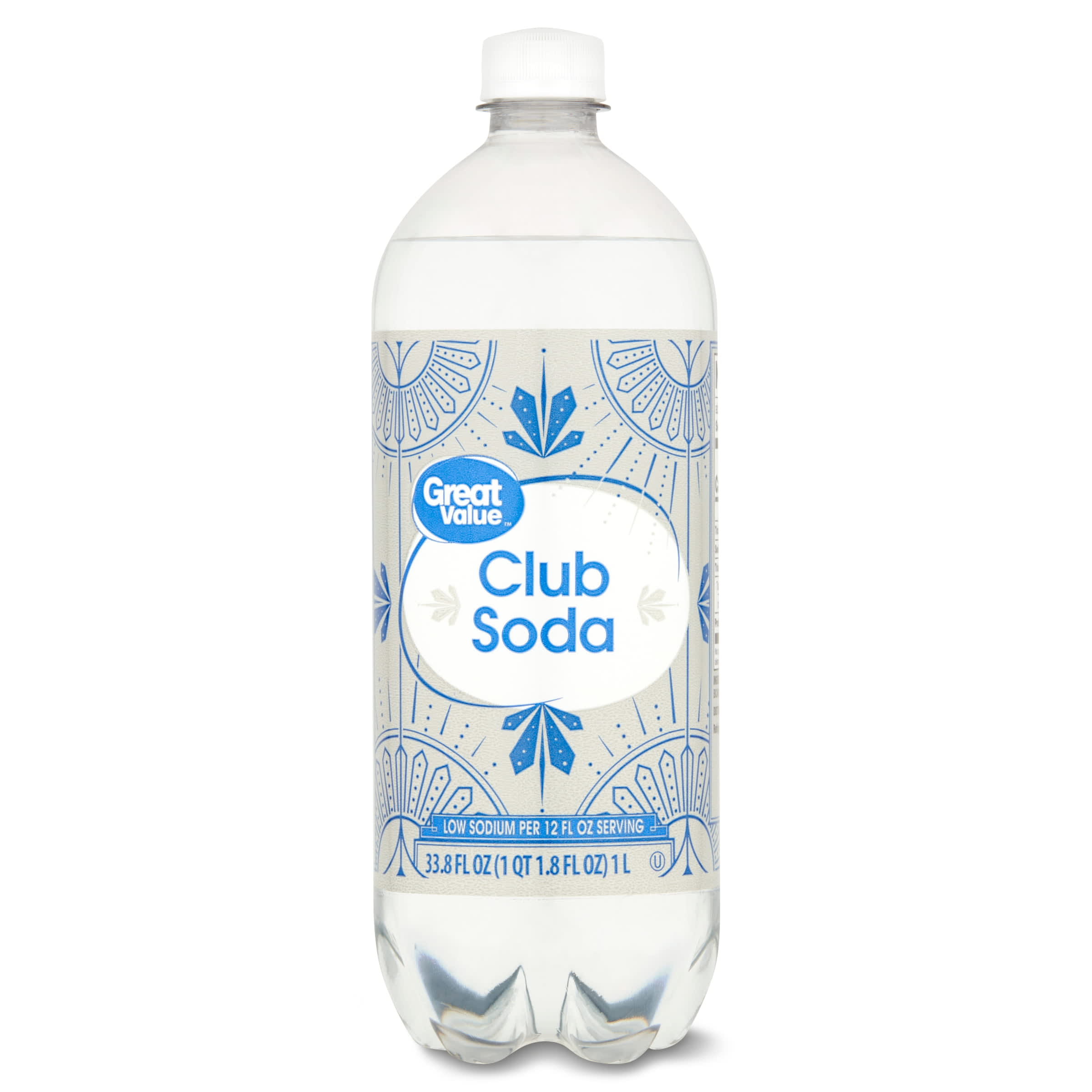 Great Value Low Sodium Club Soda Sparkling Water, 33.8 Fl Oz, 1