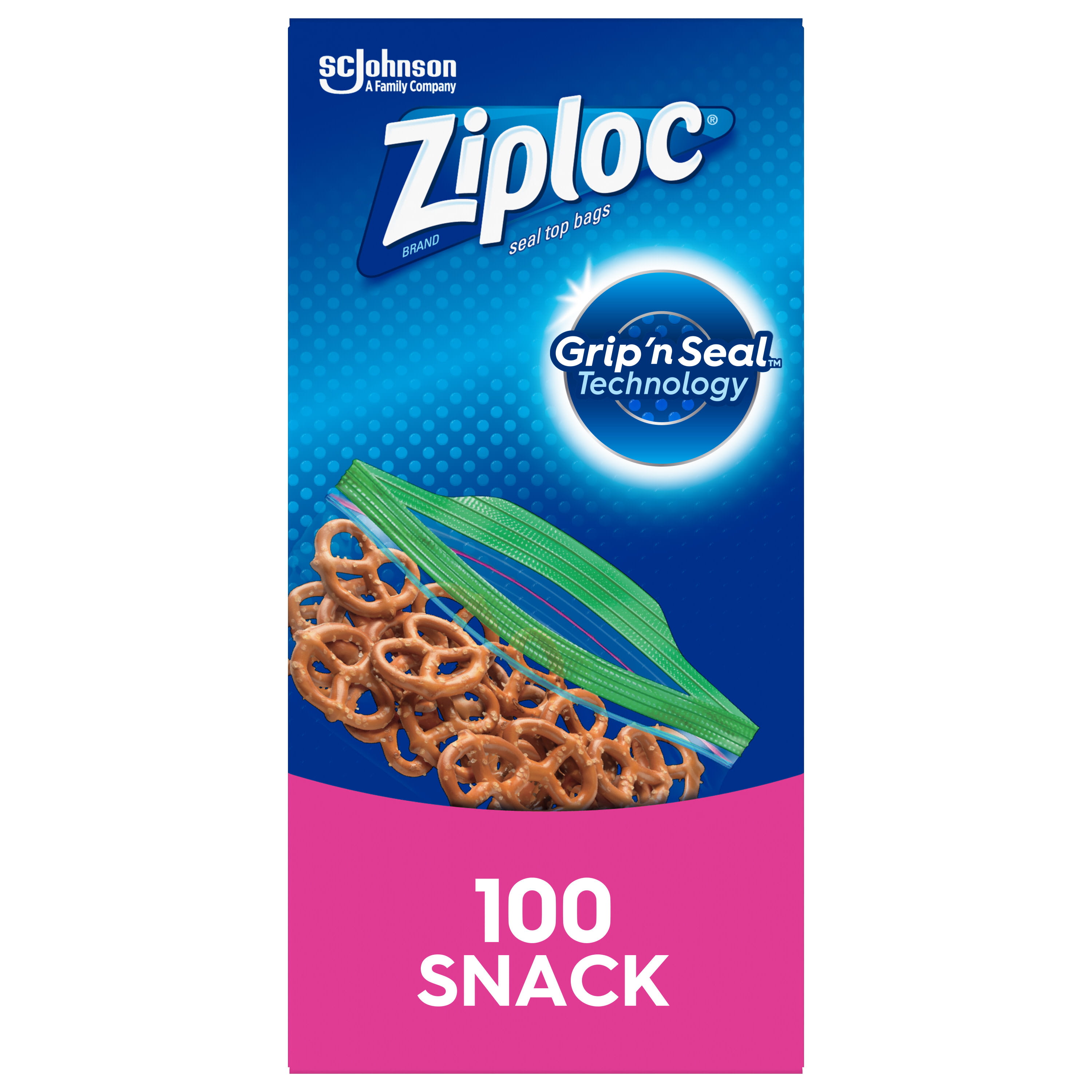 ZiplocÆ Brand Snack Bags with Grip 'n Seal Technology, 100 Count