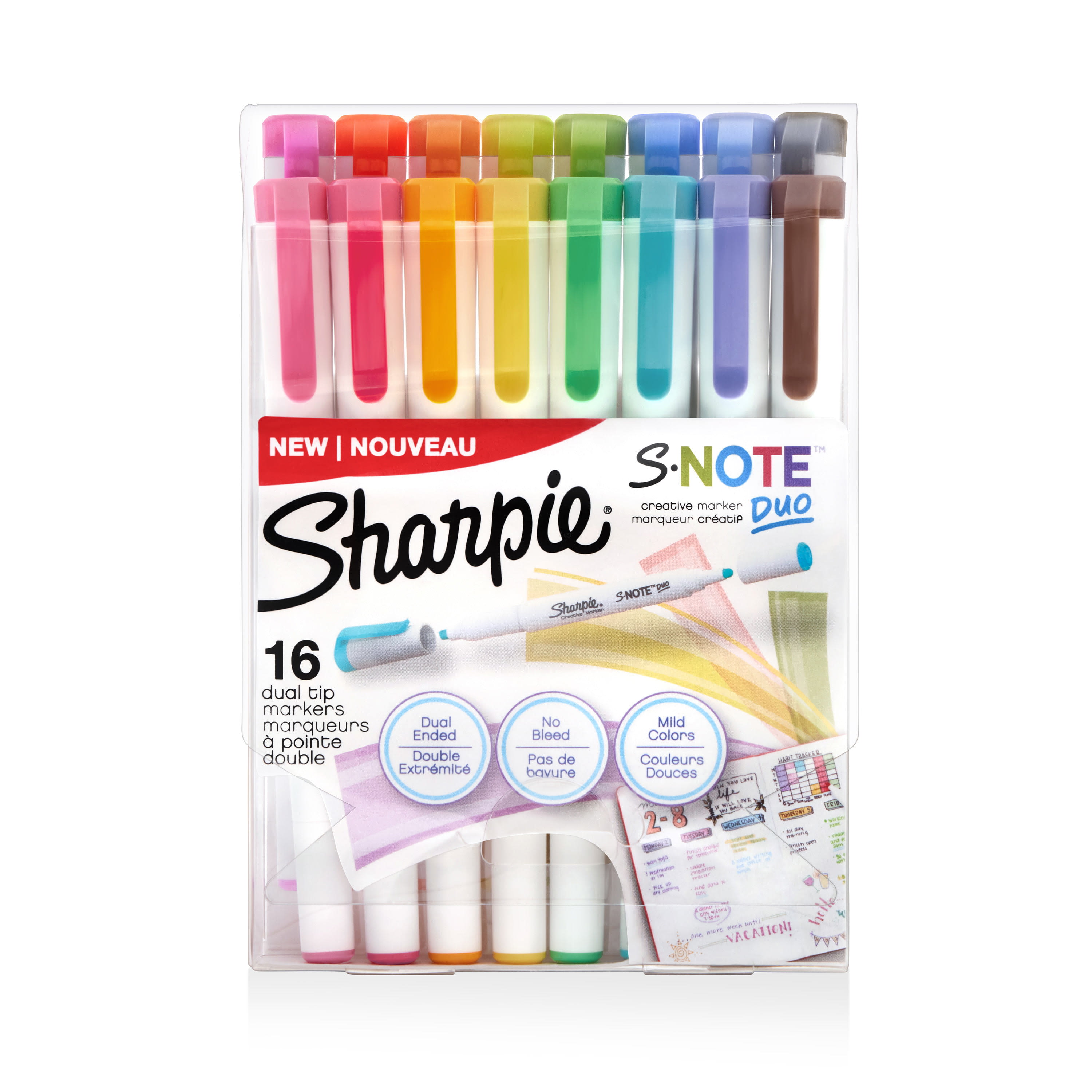 Slim Retractable Dry Erase Markers, Assorted Colors - Set of 16