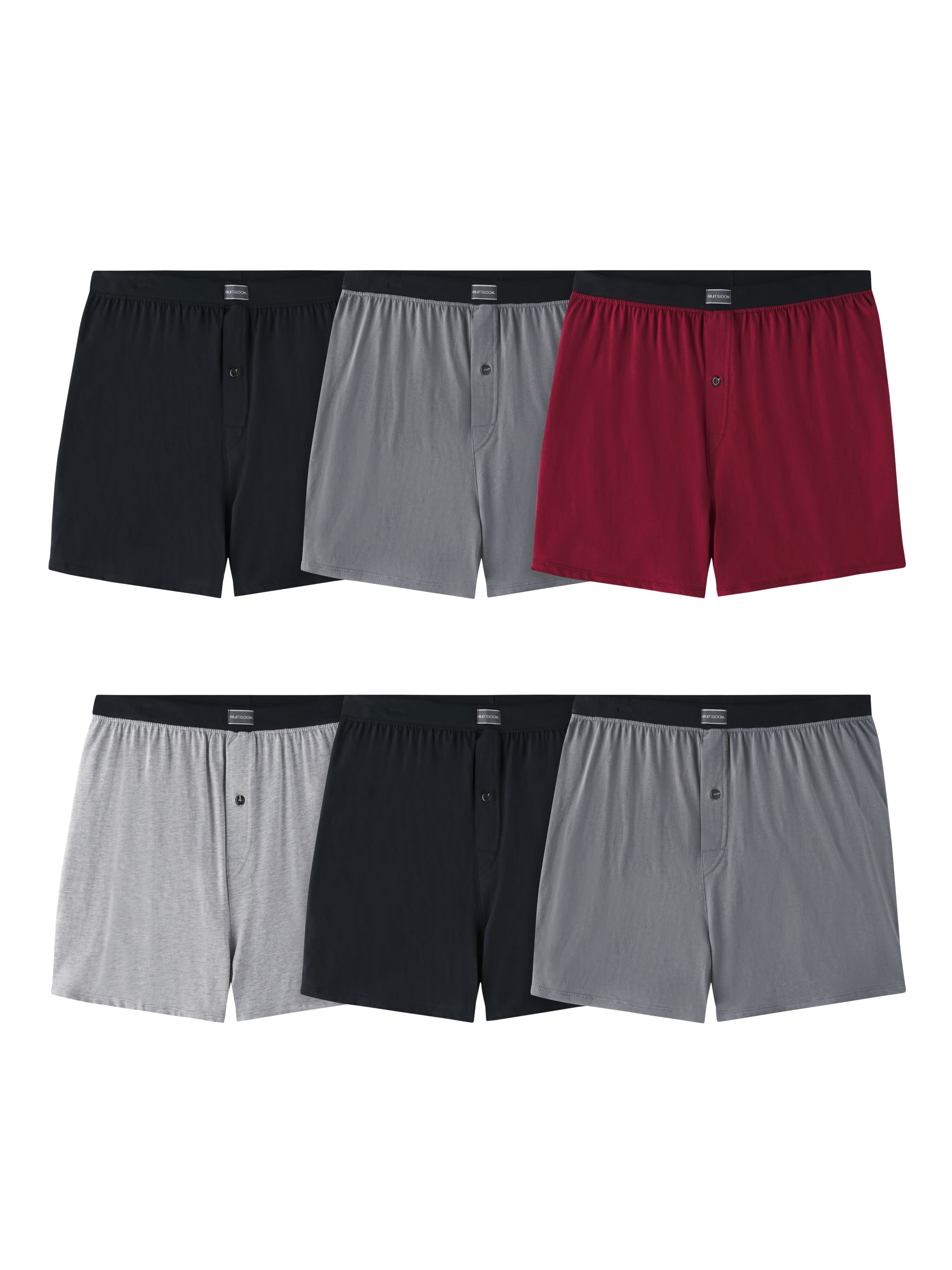 Fruit of the Loom Men's Knit Boxers, 6 Pack, Sizes S-3XL - DroneUp