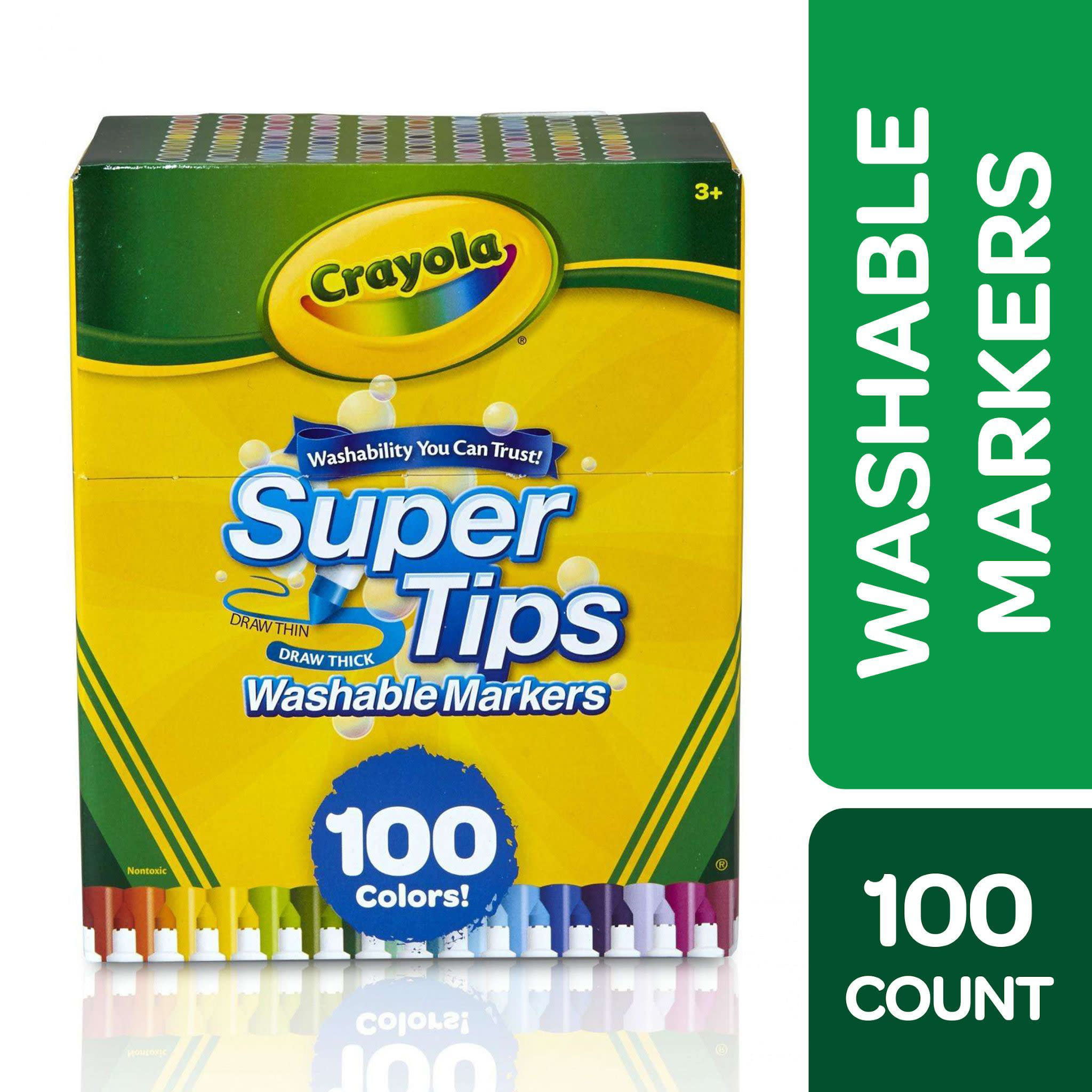 Crayola Washable Super Tips Marker Set, School Supplies, 100 Ct