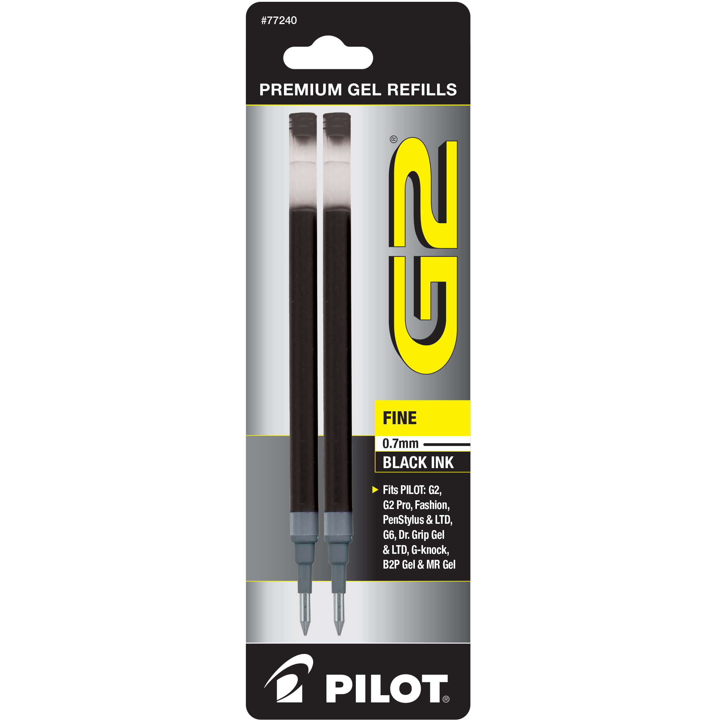 PILOT G2 Premium Retractable Gel Ink Rolling Ball Pens, Ultra Fine Point,  Black Ink, 2 Pack - DroneUp Delivery
