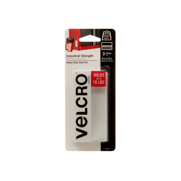 VELCRO Brand Industrial Strength Strips  Superior Holding Power on Smooth  Surfaces, Black 4 x 2, 3 Pack (90977) 