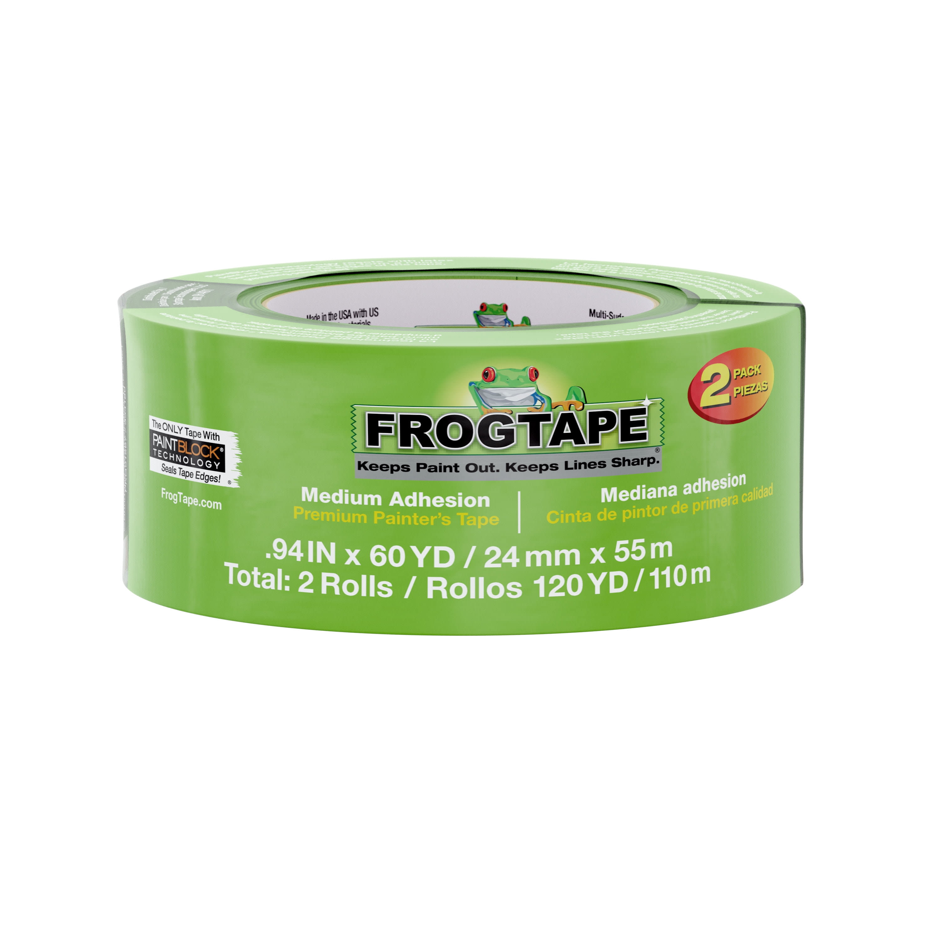 FrogTape 0.94 in. x 60 yd. Green Multi-surface Painting Tape, 2 Pack -  DroneUp Delivery